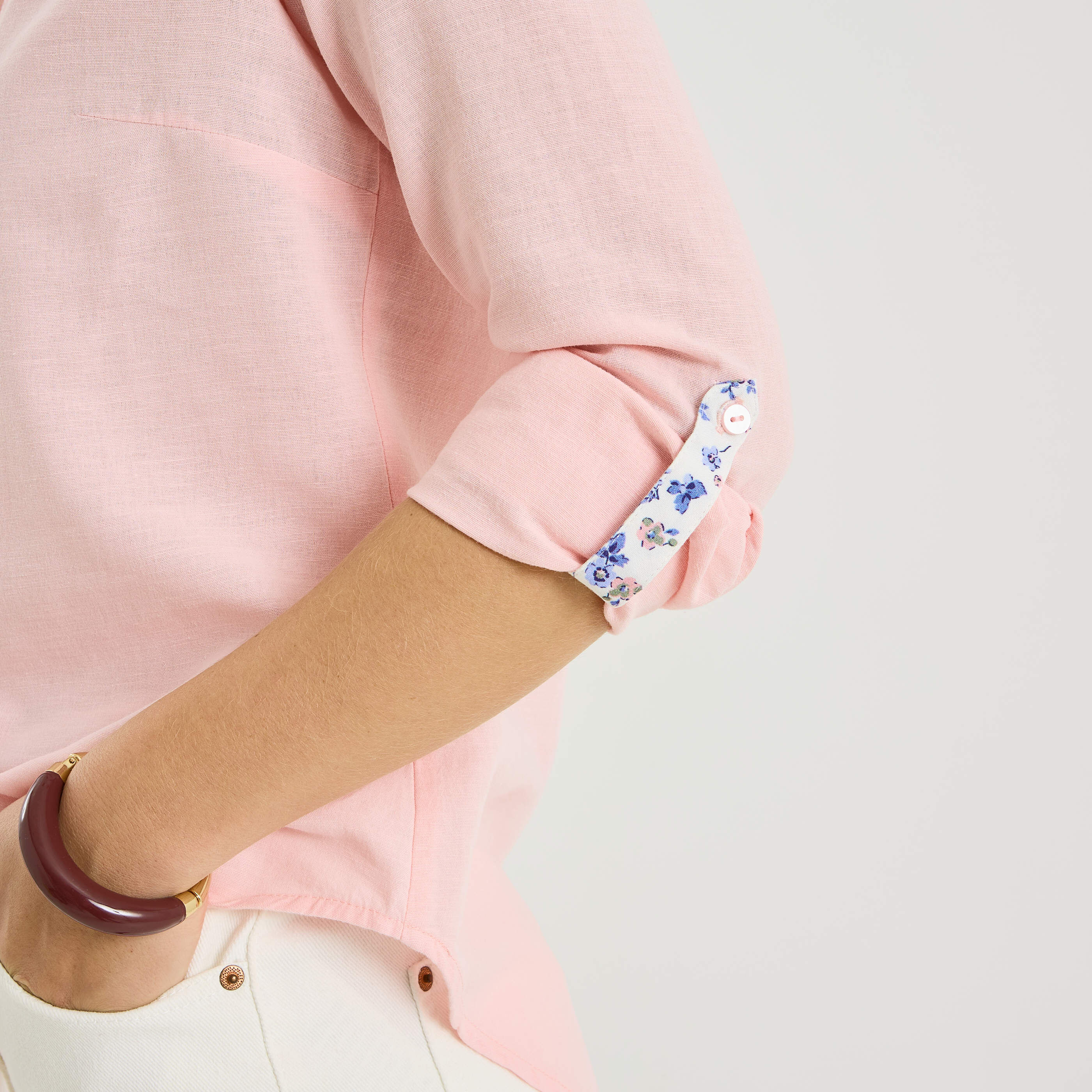 Vareuse unie en lin m&eacute;lang&eacute; femme