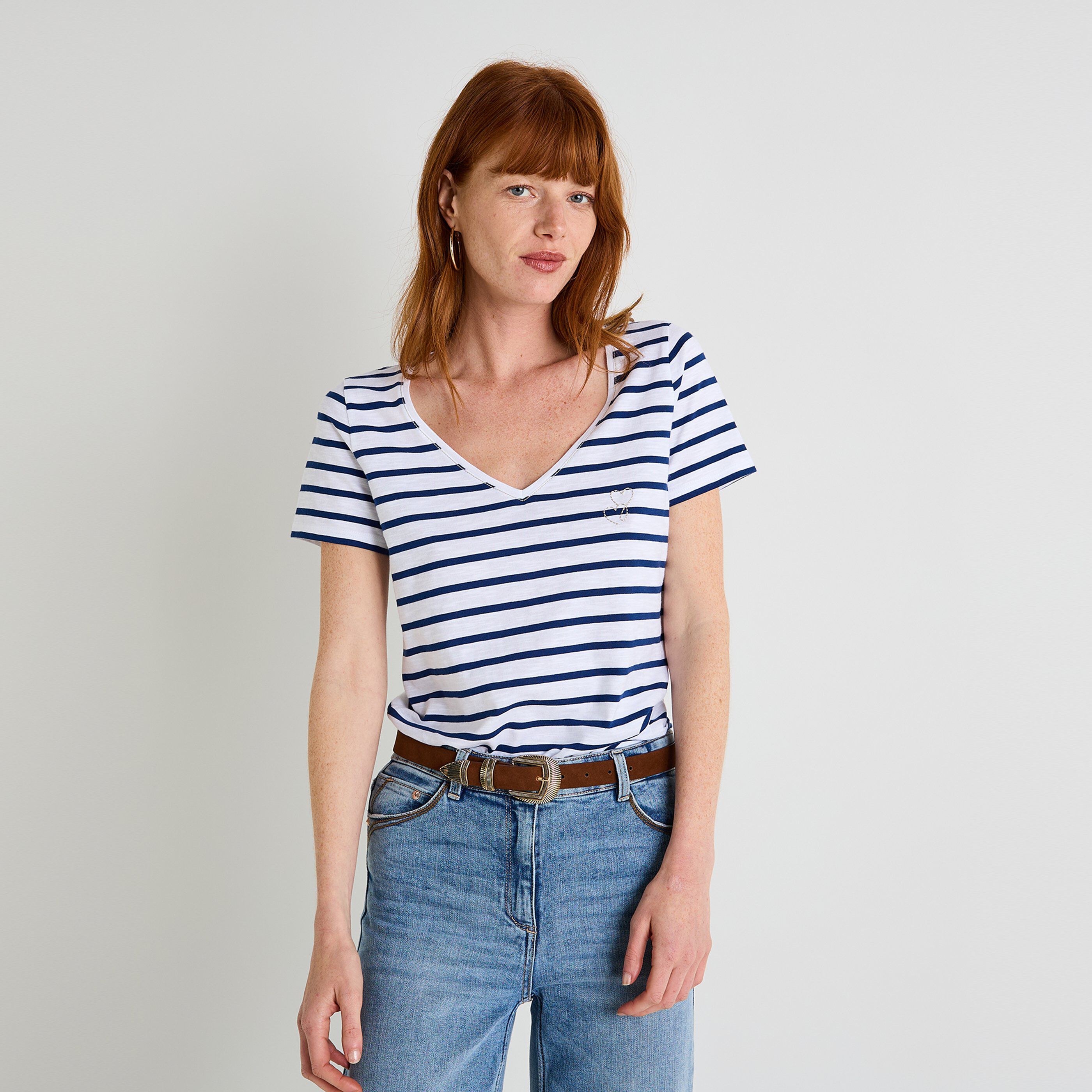 T-shirt col V femme