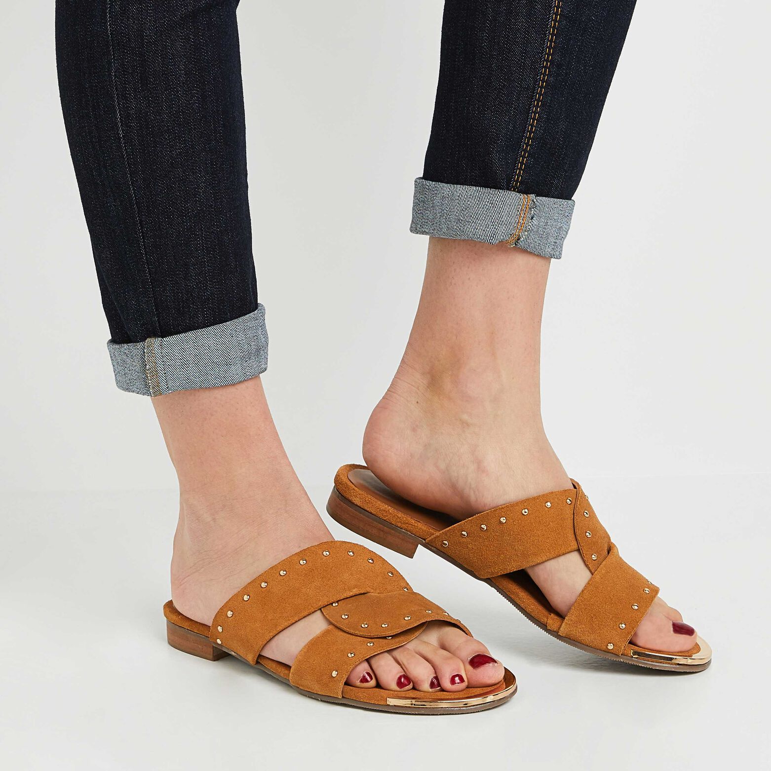 Mules en cuir femme