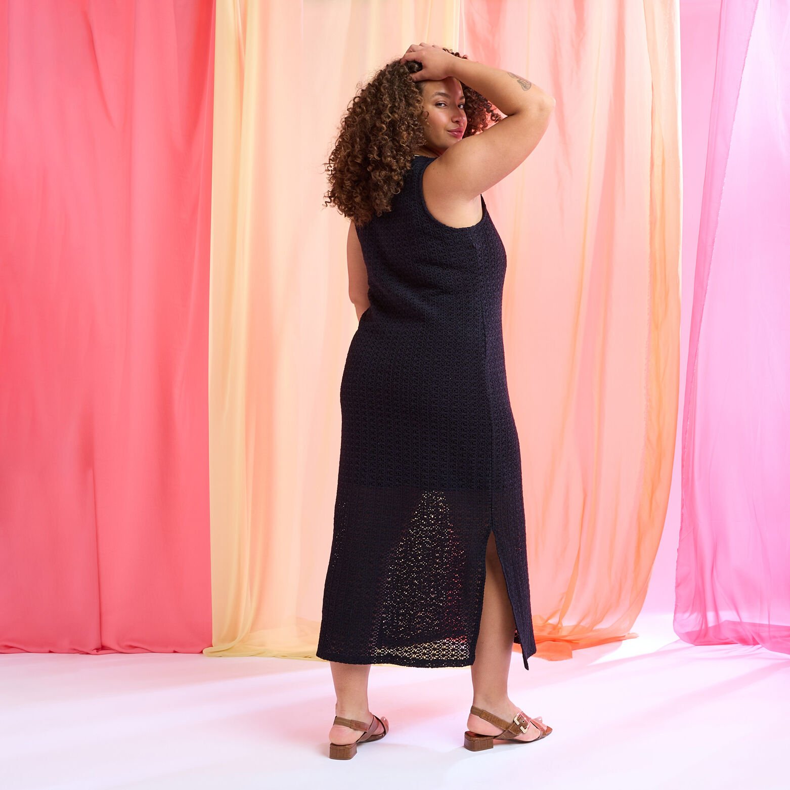 Robe longue en crochet femme