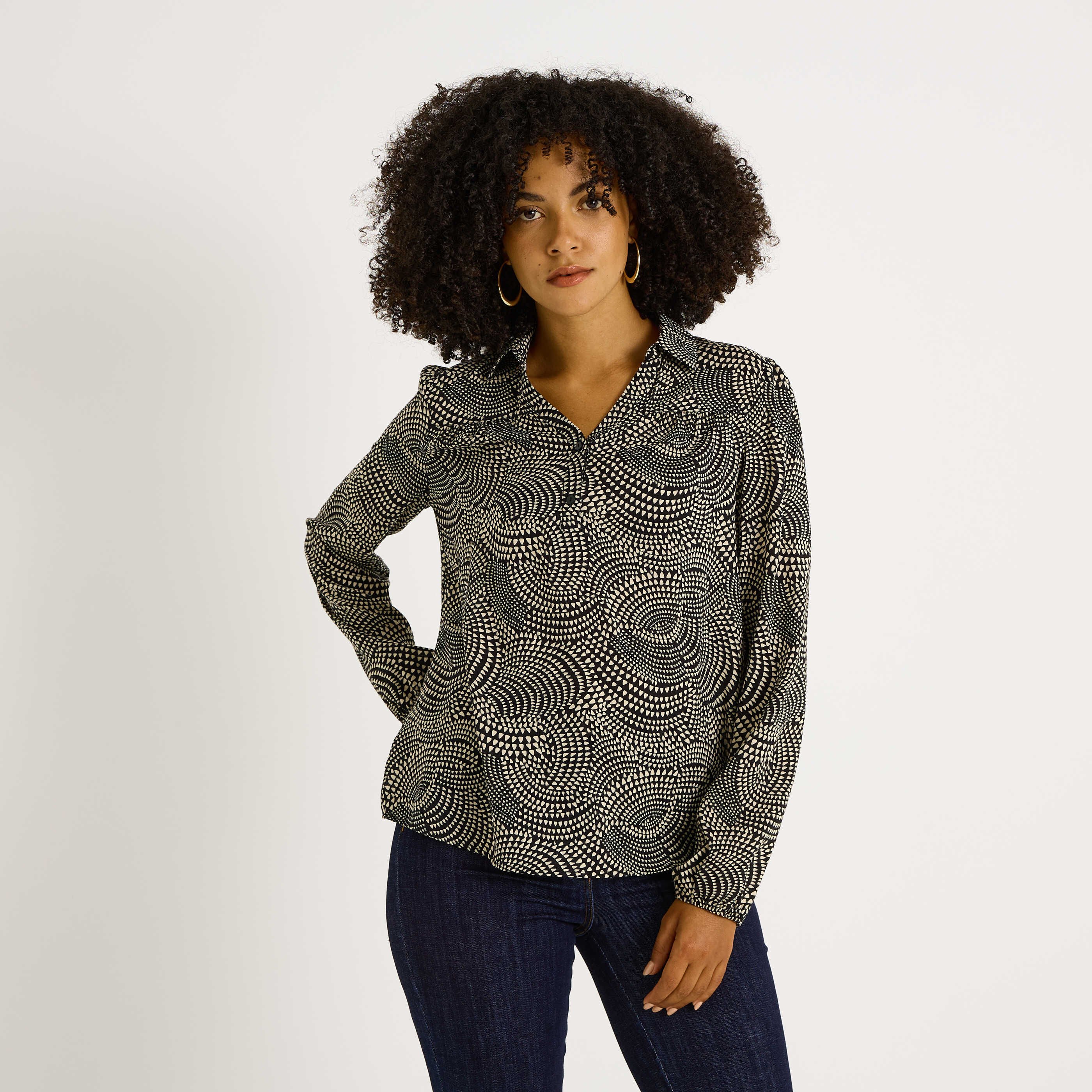 Blouse imprim&eacute; bicolore femme