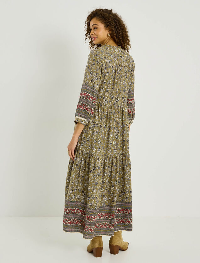 Robe boh&egrave;me longue imprim&eacute; floral
