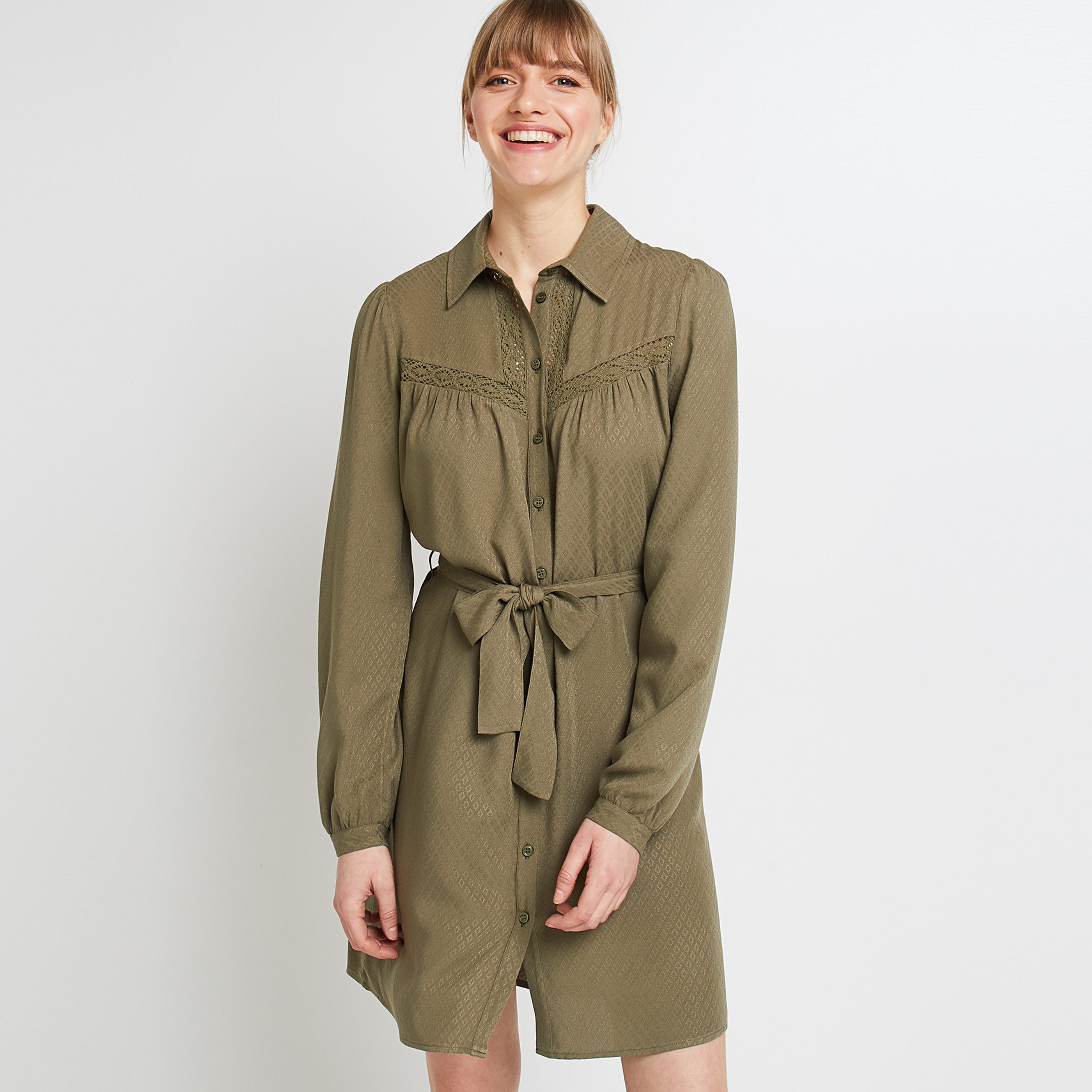 Robe chemise kaki outlet