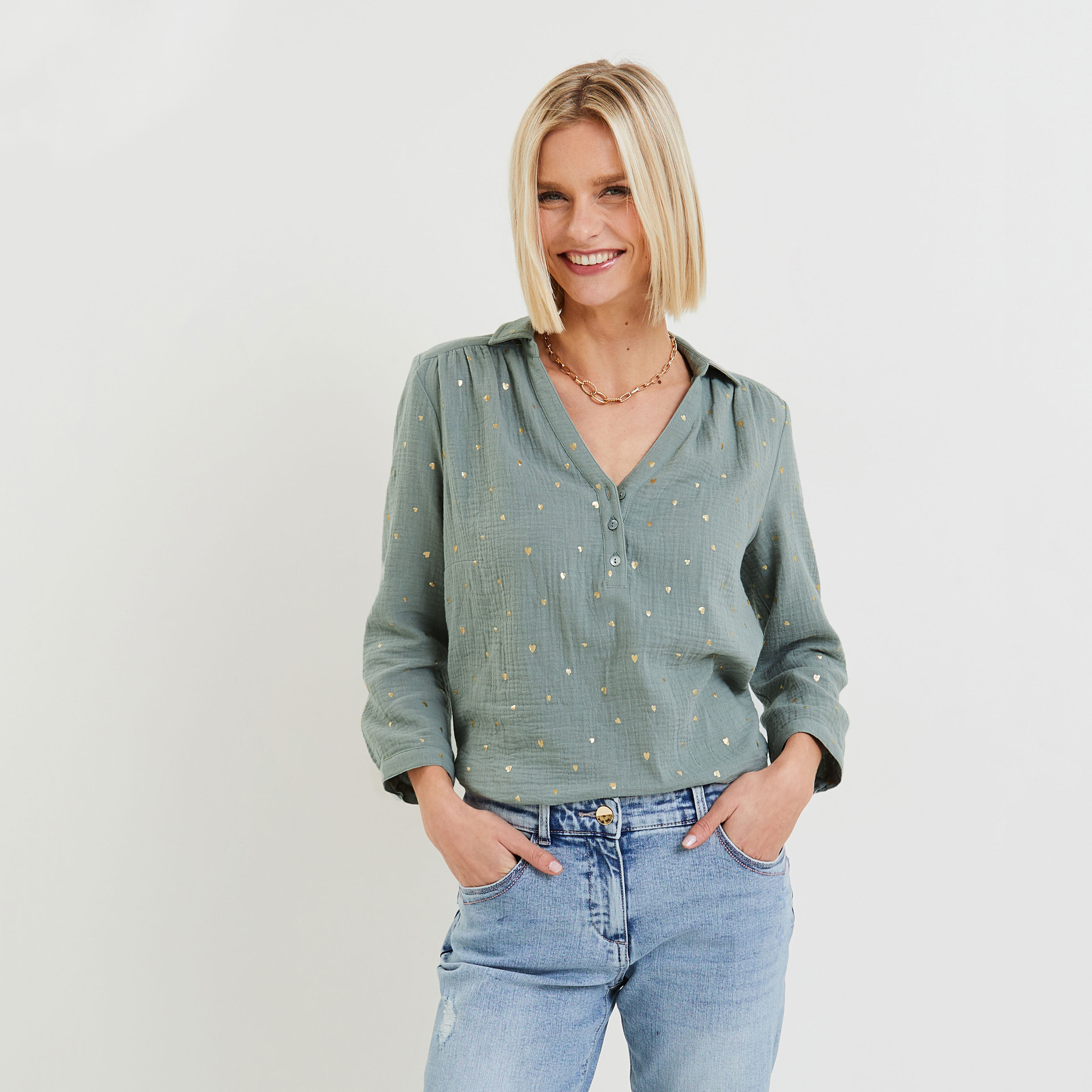 Blouse double gaze best sale de coton femme