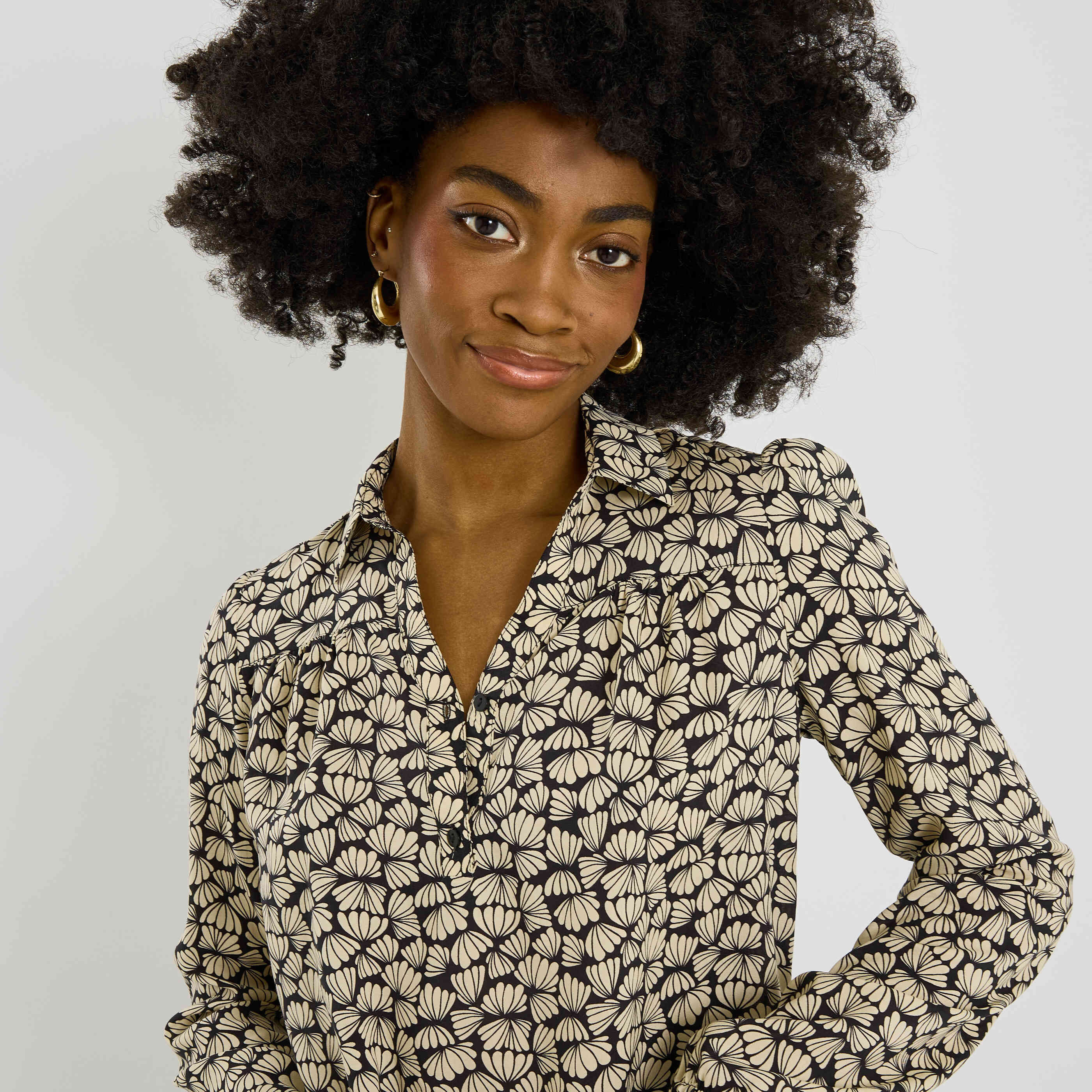 Blouse imprim&eacute; bicolore femme