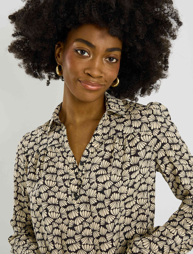 Blouse imprim&eacute; bicolore femme