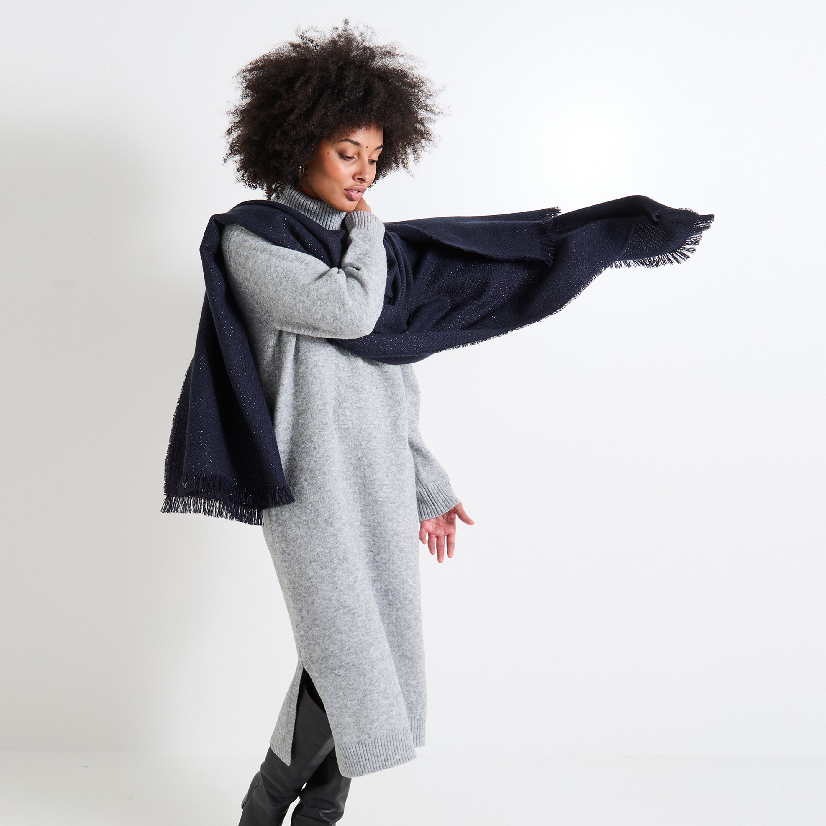 Echarpe unie brillante femme