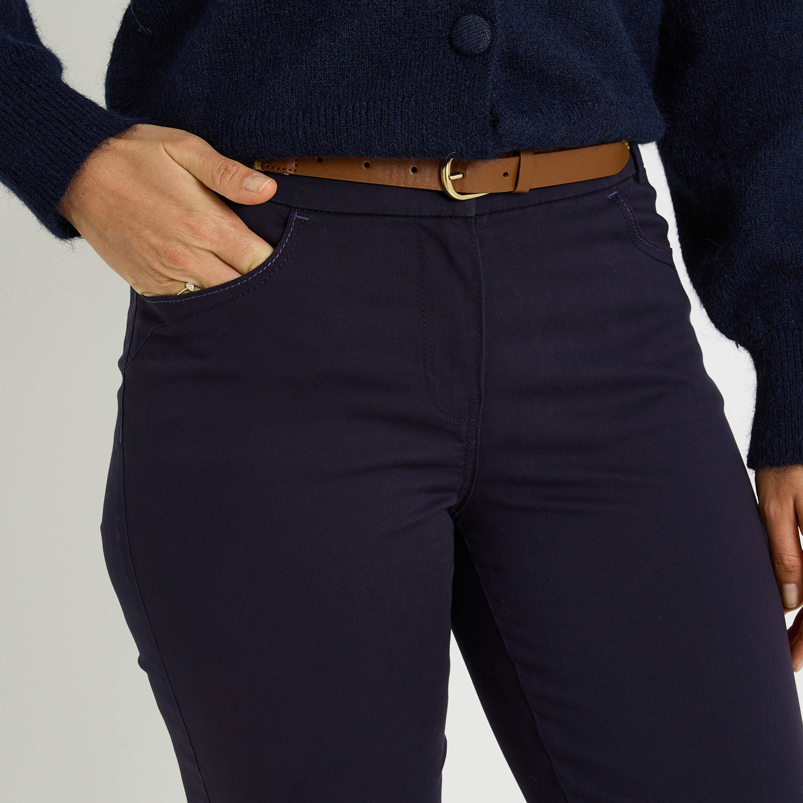 Pantalon chino uni femme