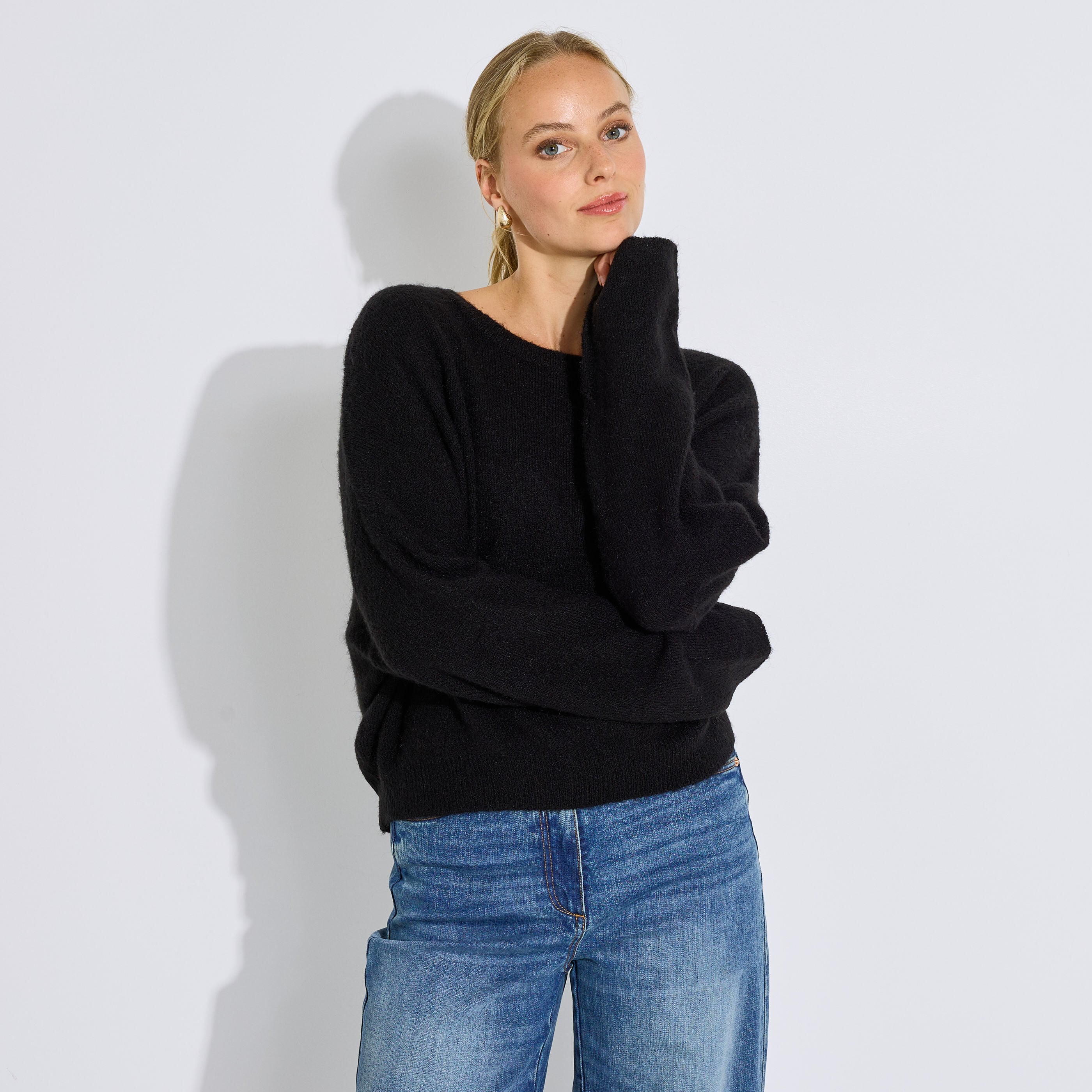 Pull loose col rond femme