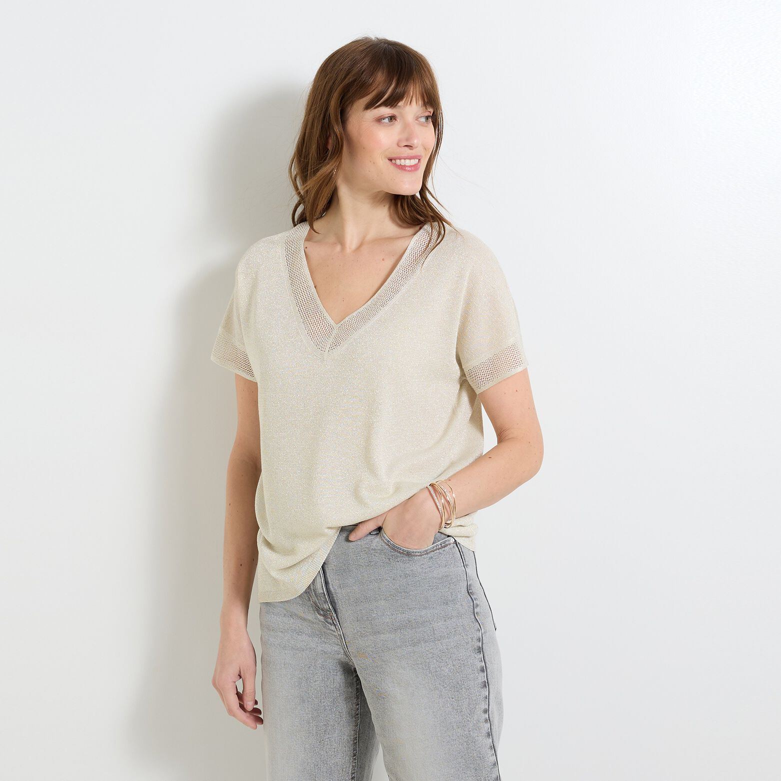 Pull manches courtes femme