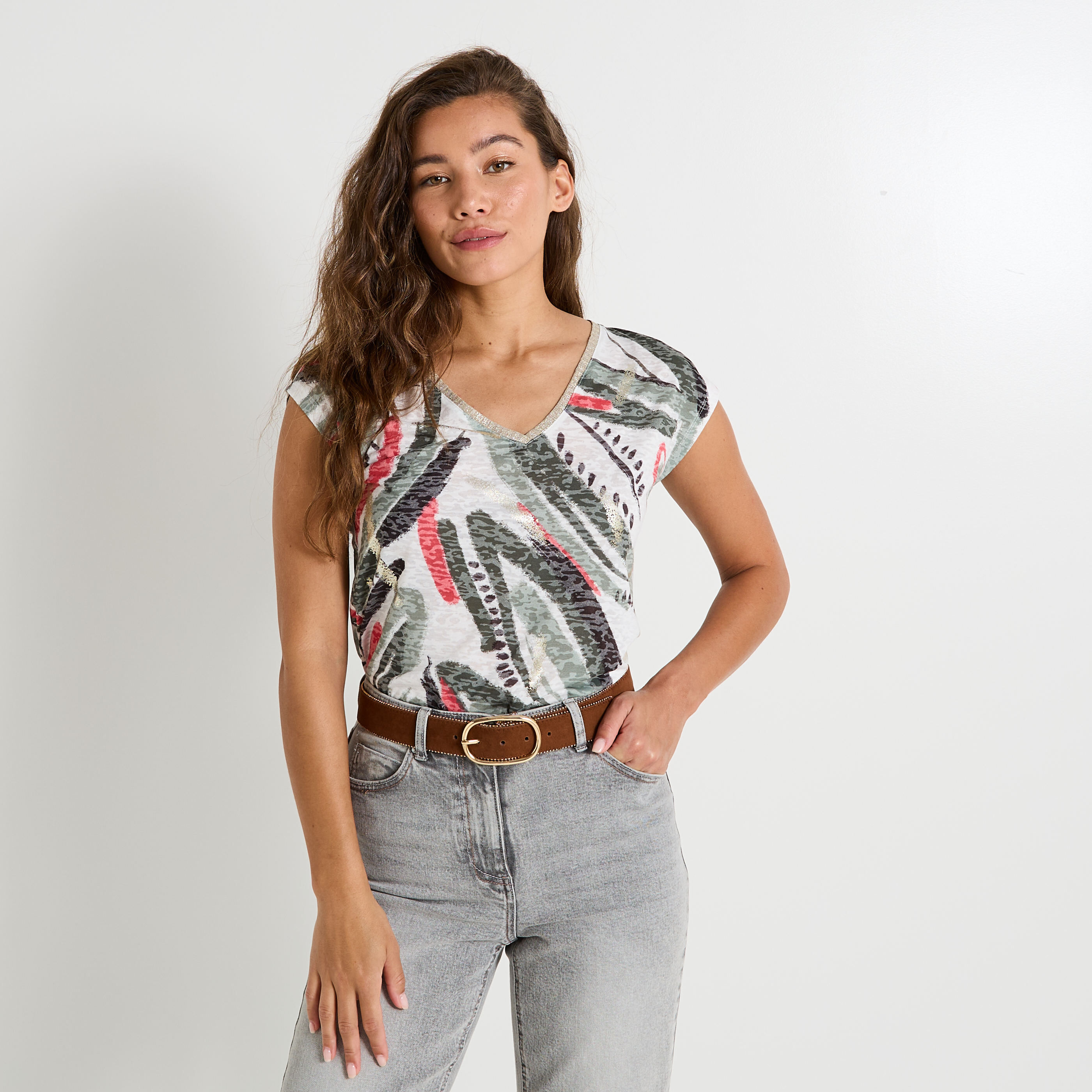 T-shirt col V femme