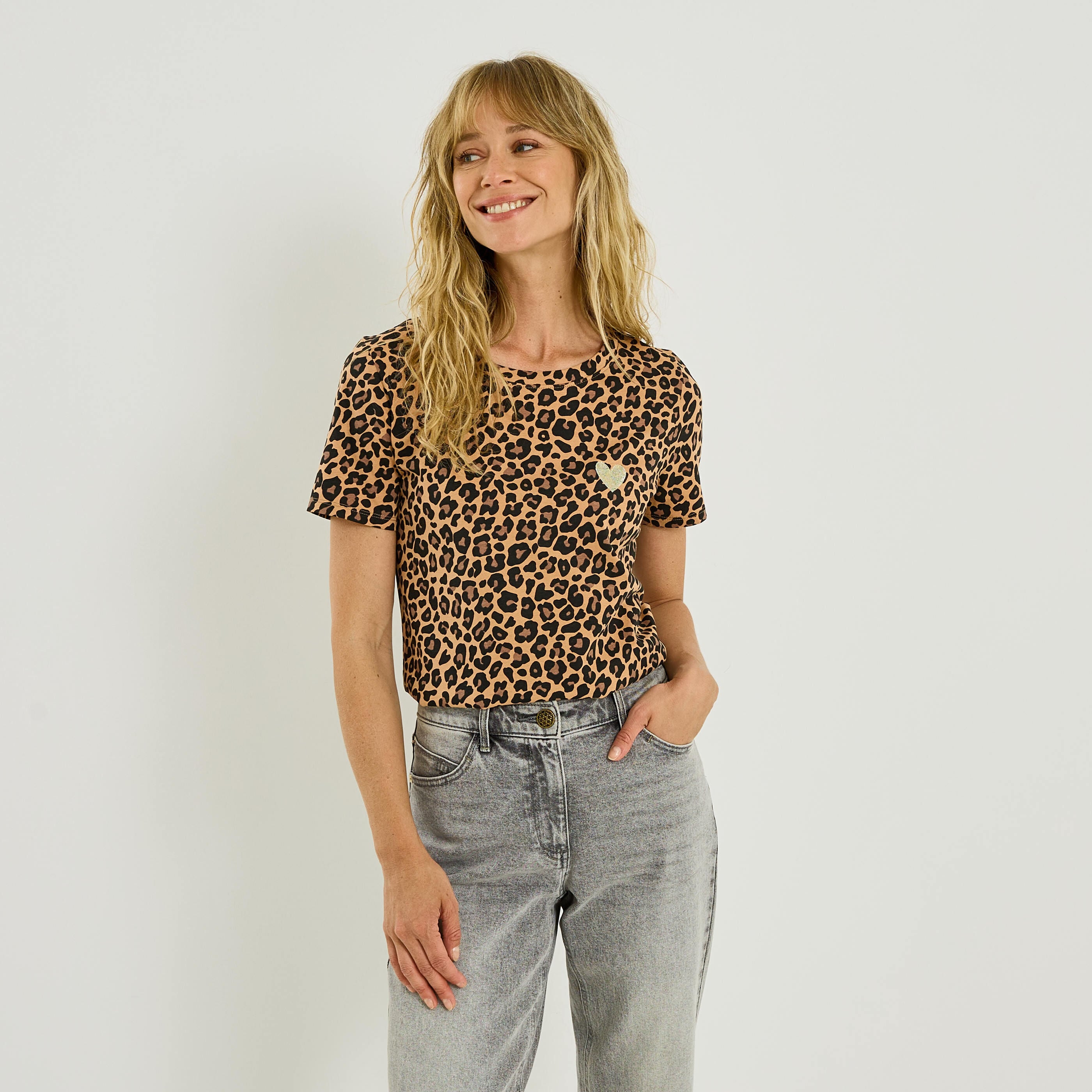 T-shirt imprim&eacute; l&eacute;opard femme