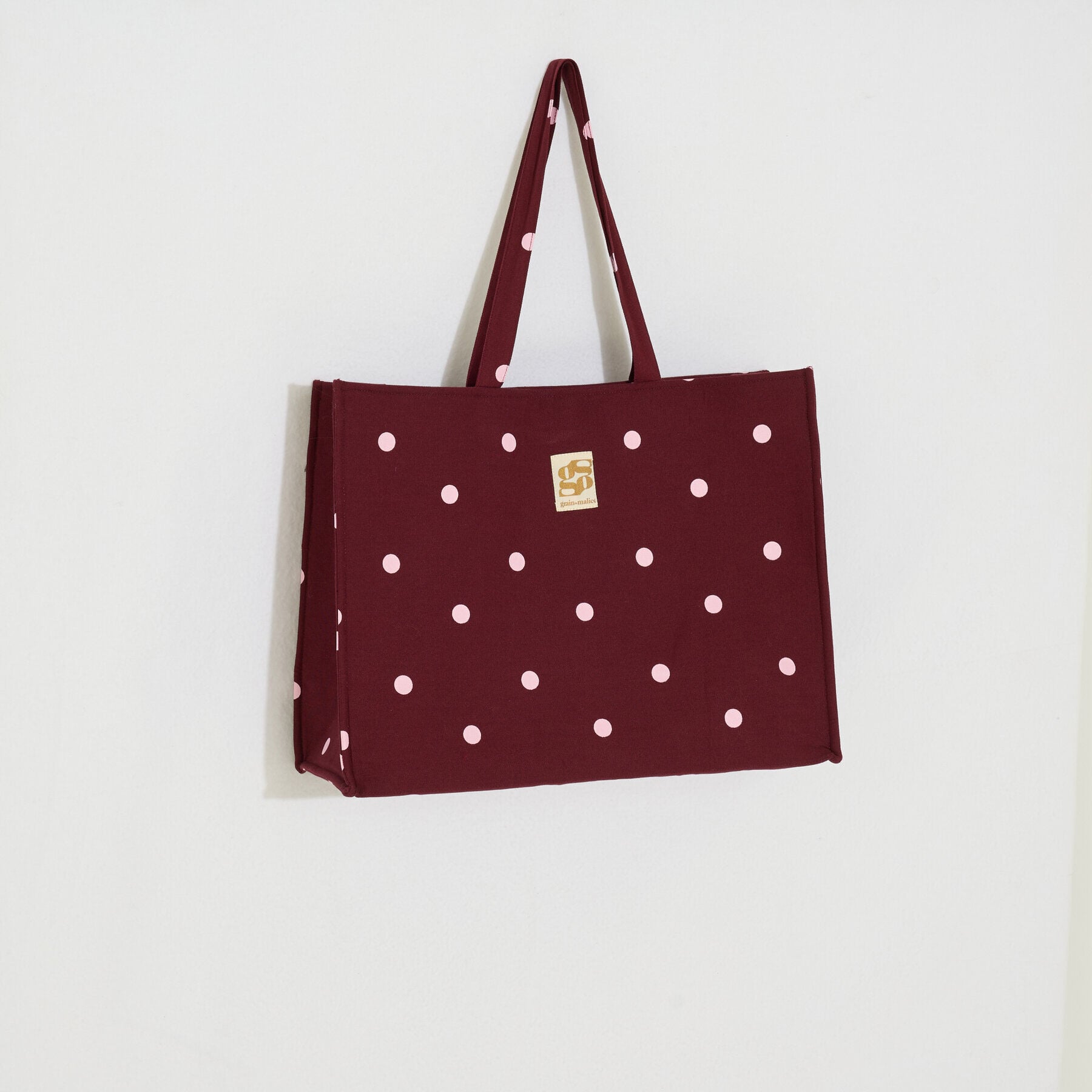 Sac cabas totebag zipp&eacute; &agrave; pois femme
