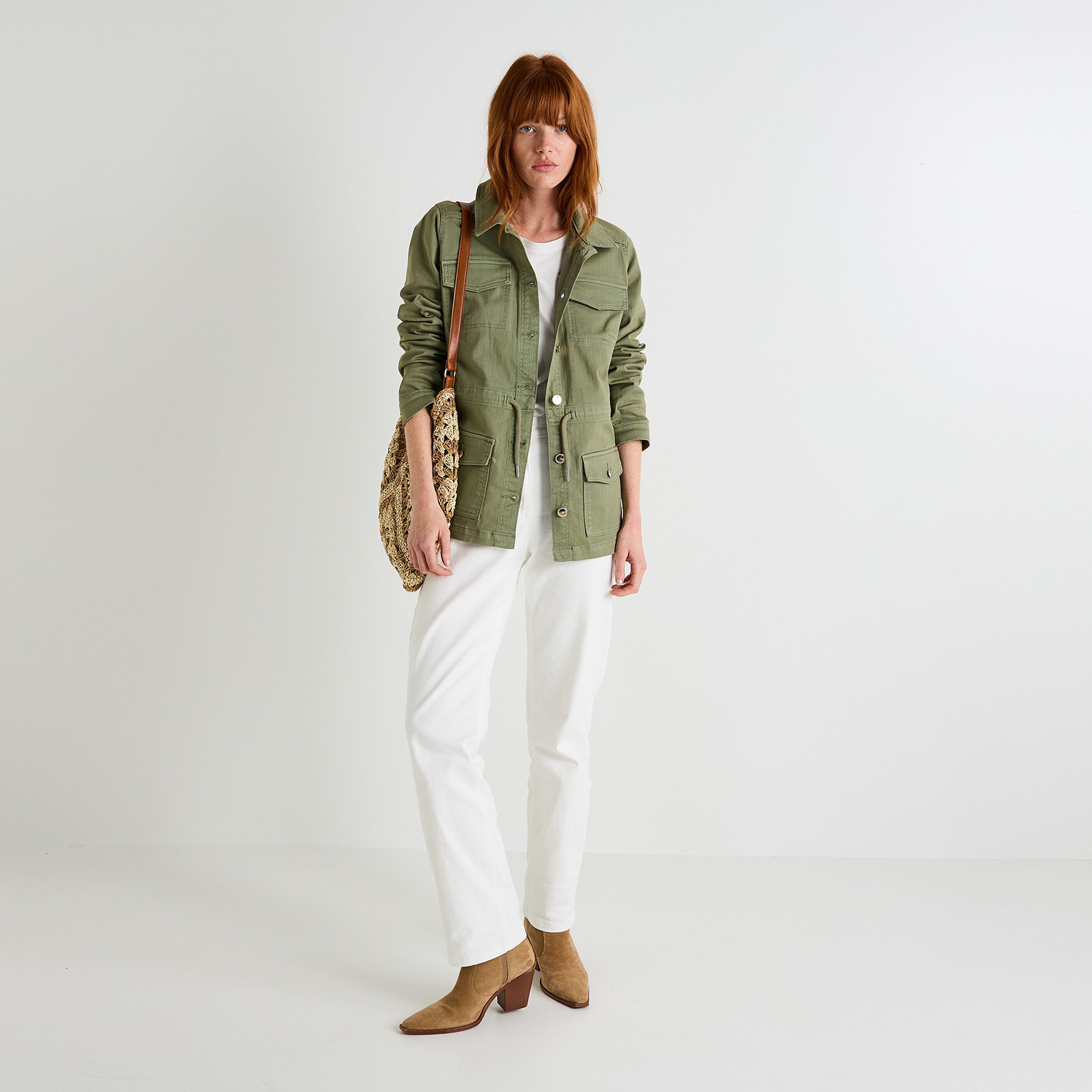 Veste saharienne denim femme