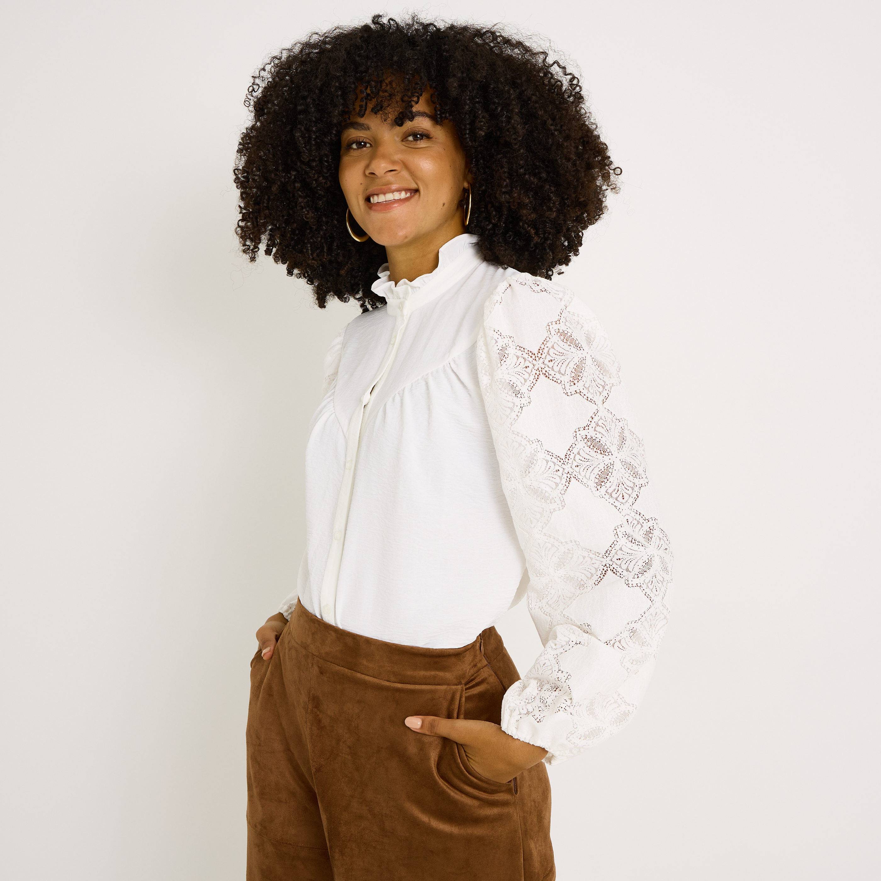 Chemise manches ajour&eacute;es femme