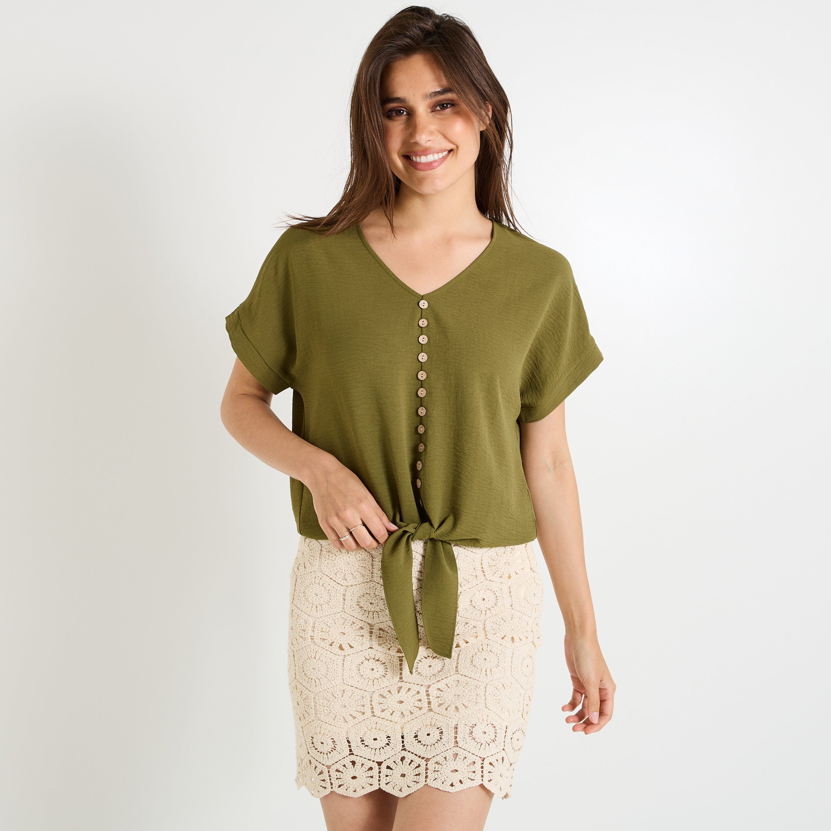 Blouse &agrave; nouer femme