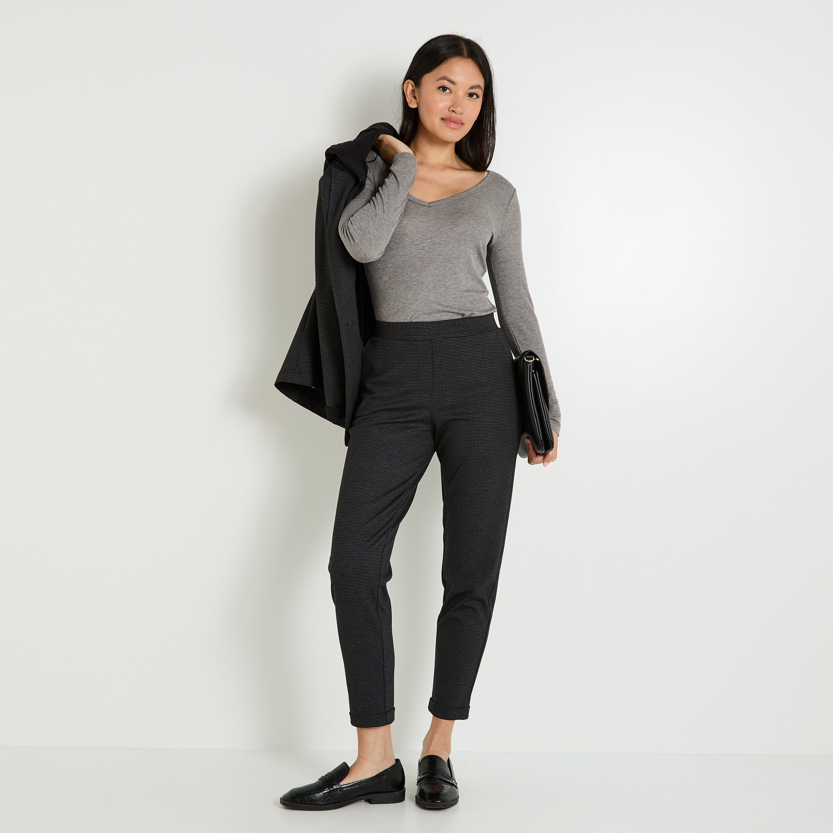 Pantalon en maille jacquard femme