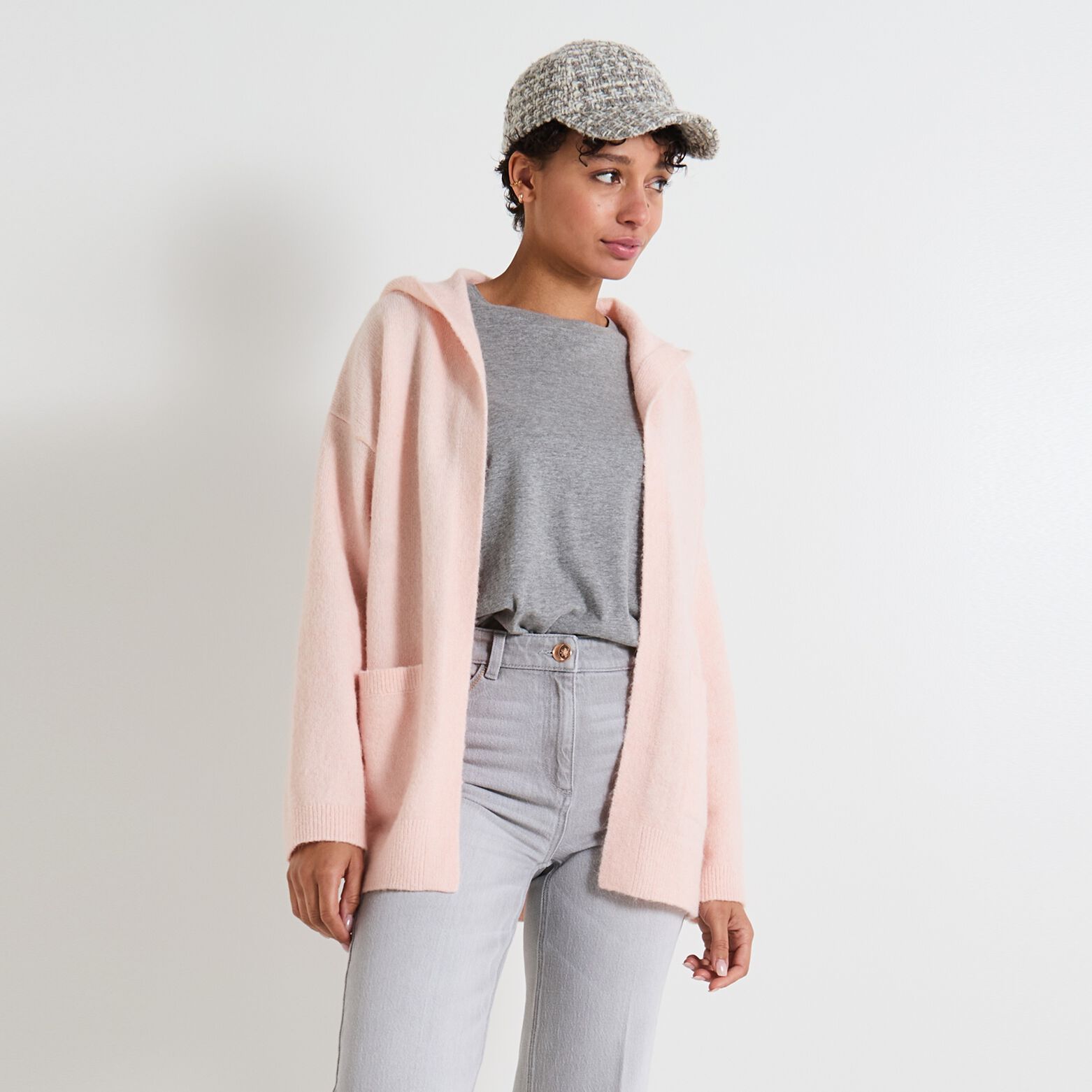 Gilet mi-long femme ROSE PALE Graindemalice - Main Image