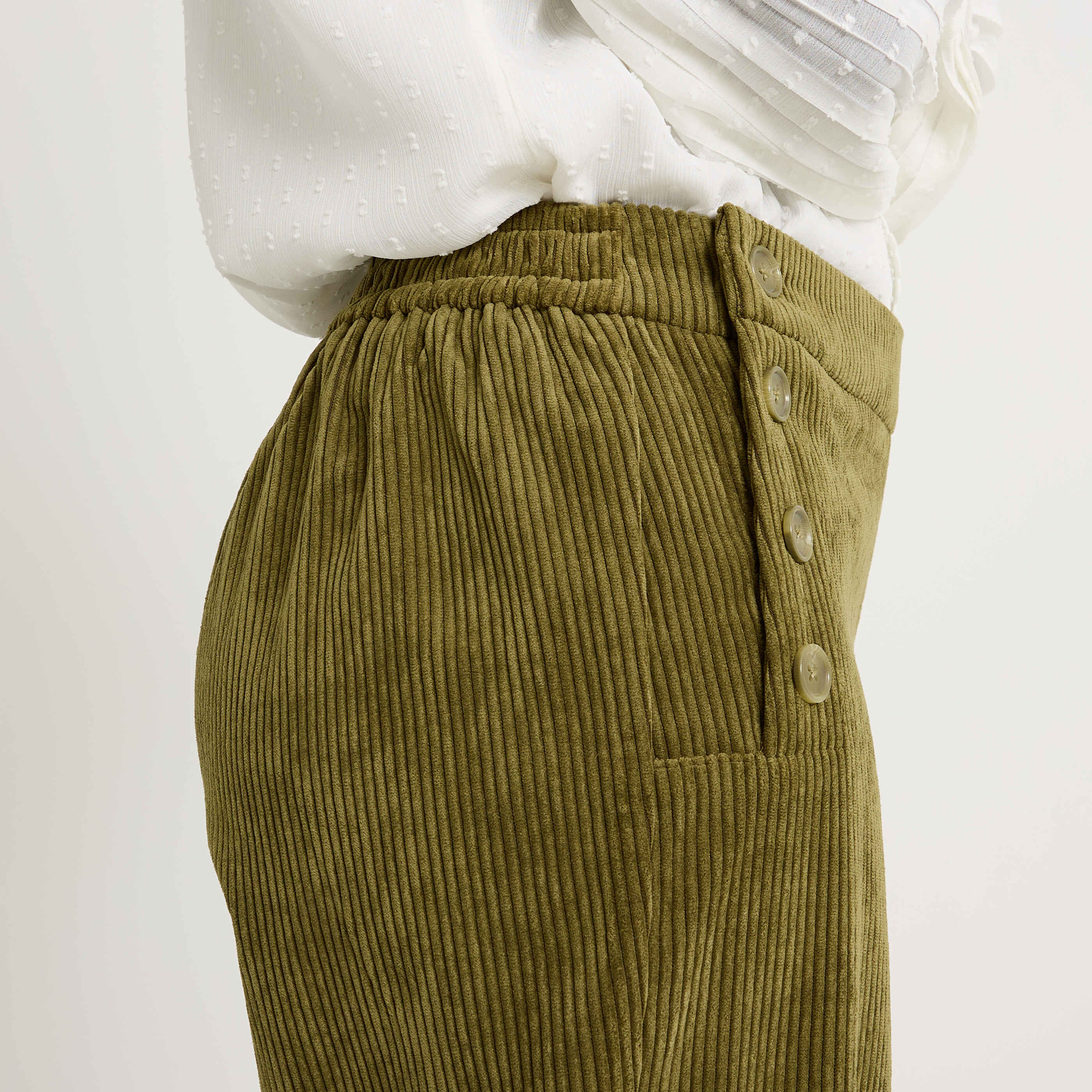 Pantalon en velours &agrave; pont femme