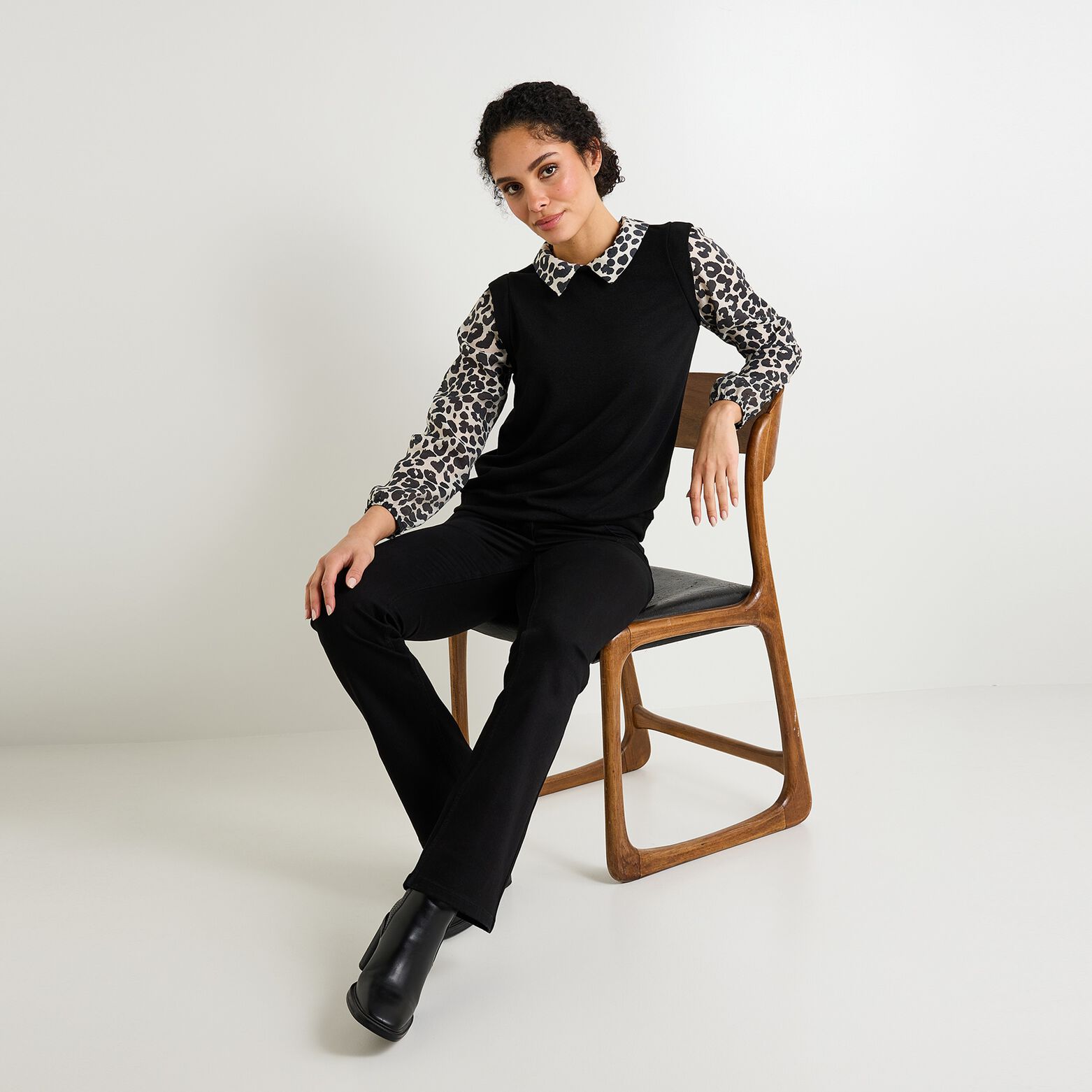 T-shirt col chemise femme