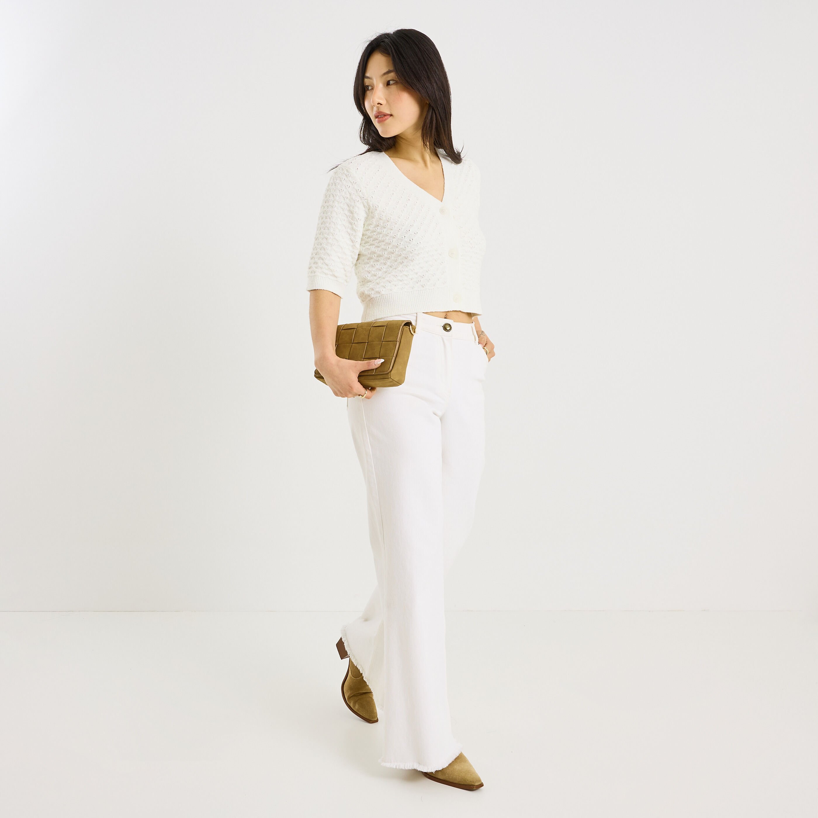 Gilet court manches courtes femme