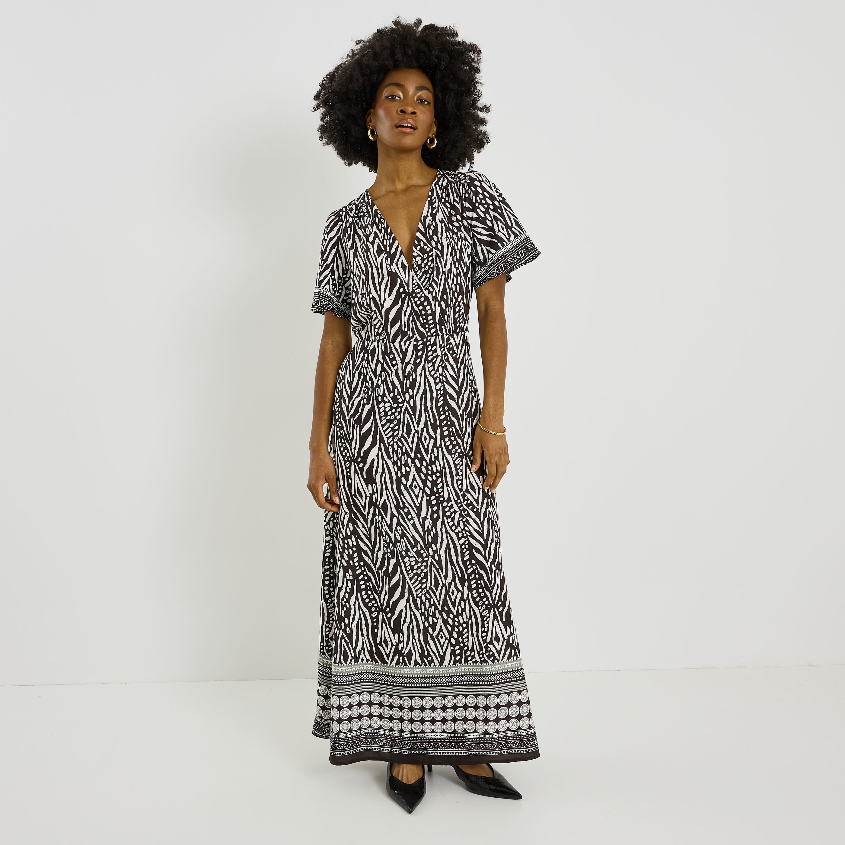 Robe longue imprim&eacute; ethnique