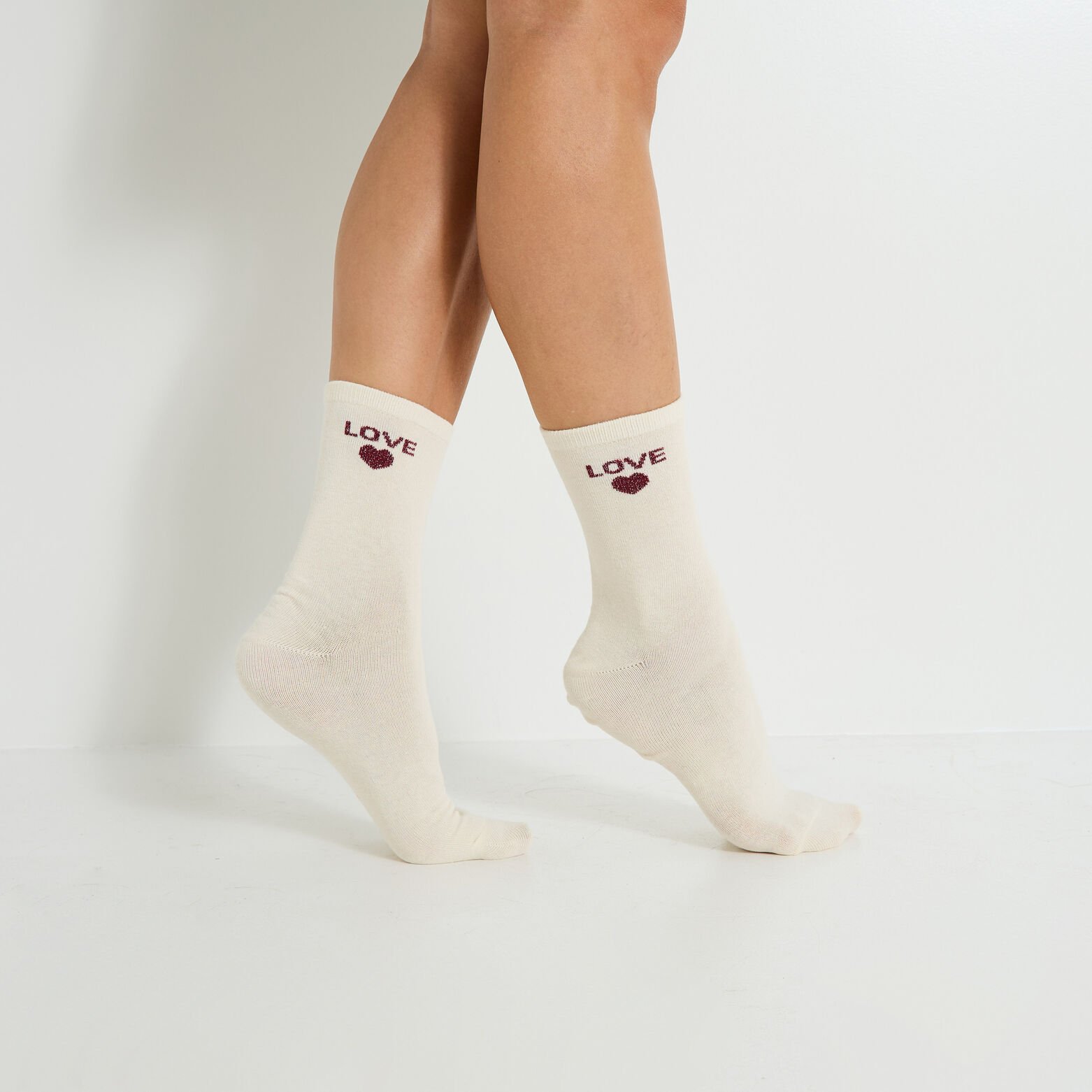 Lot de 2 paires de chaussettes coeurs