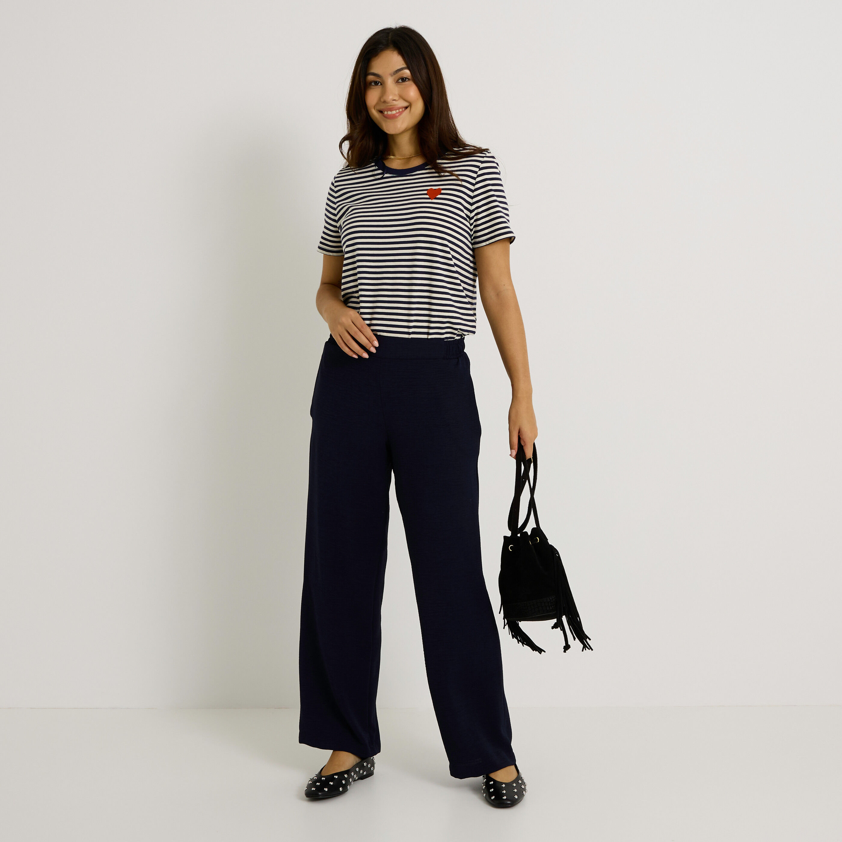 Pantalon fluide taille &eacute;lastiqu&eacute;e femme