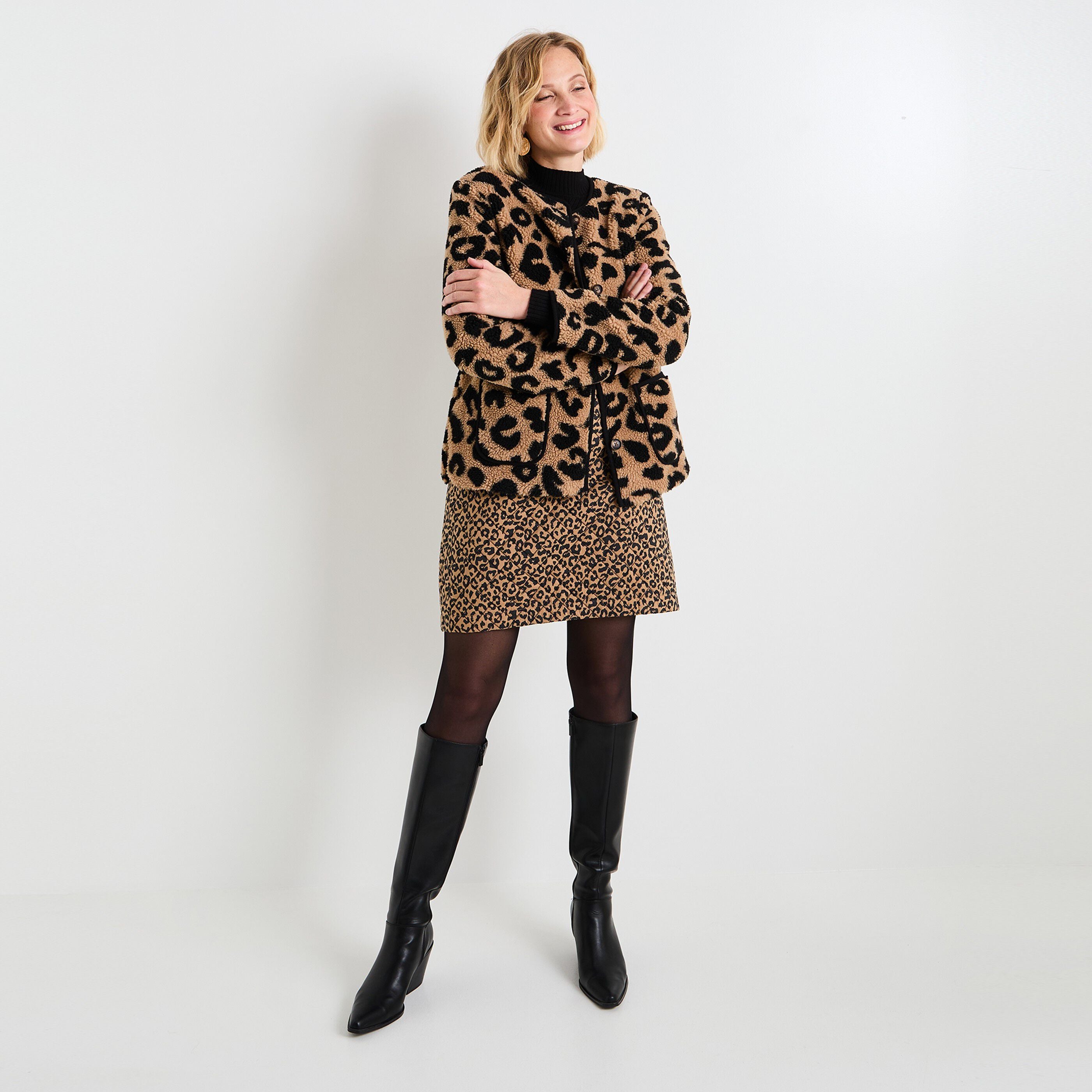 Manteau imprim&eacute; l&eacute;opard femme