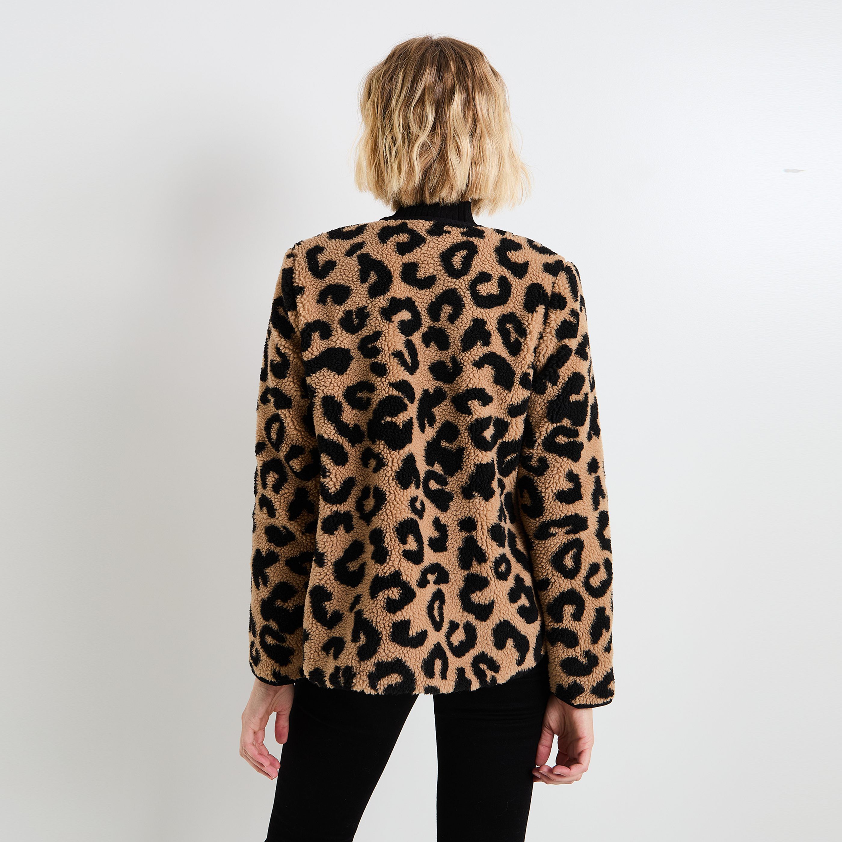Manteau imprim&eacute; l&eacute;opard femme