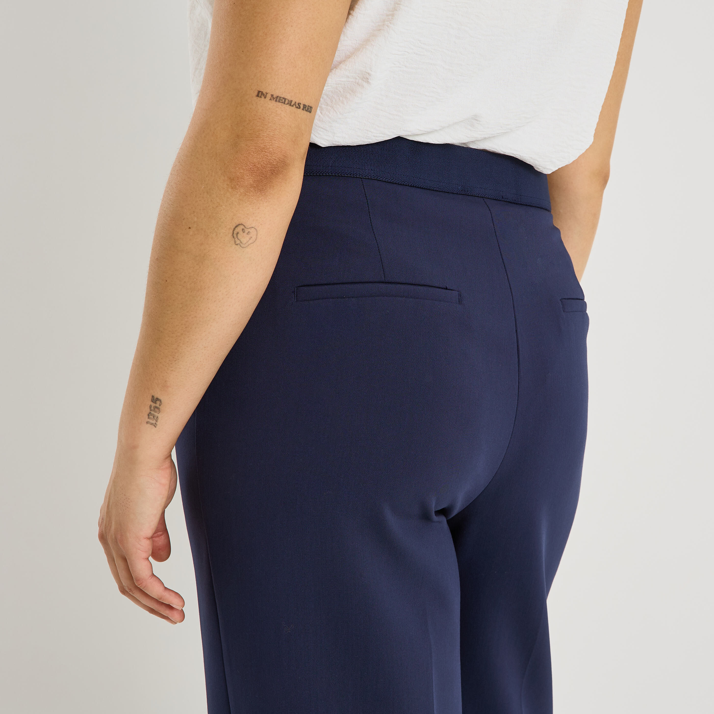 Pantalon large taille &eacute;lastiqu&eacute;e femme