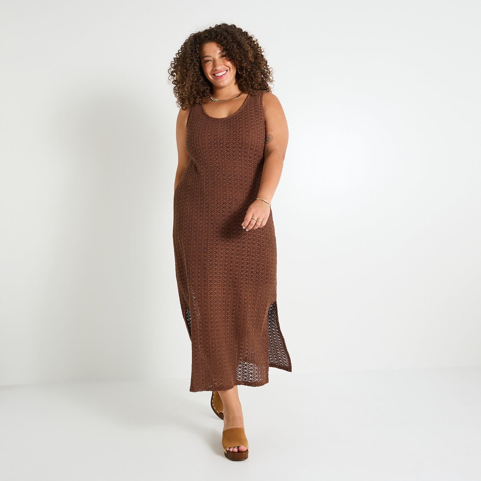 Robe longue en crochet femme