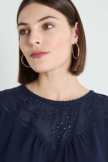 Blouse détails broderie femme