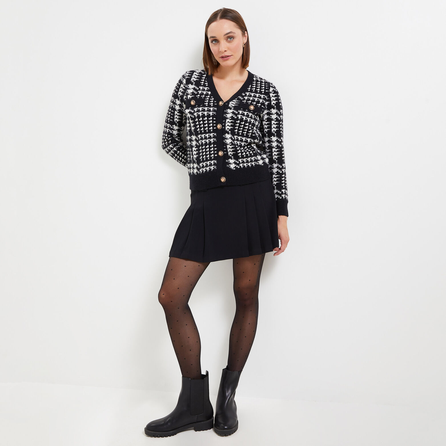 Jupe courte noire plissée femme