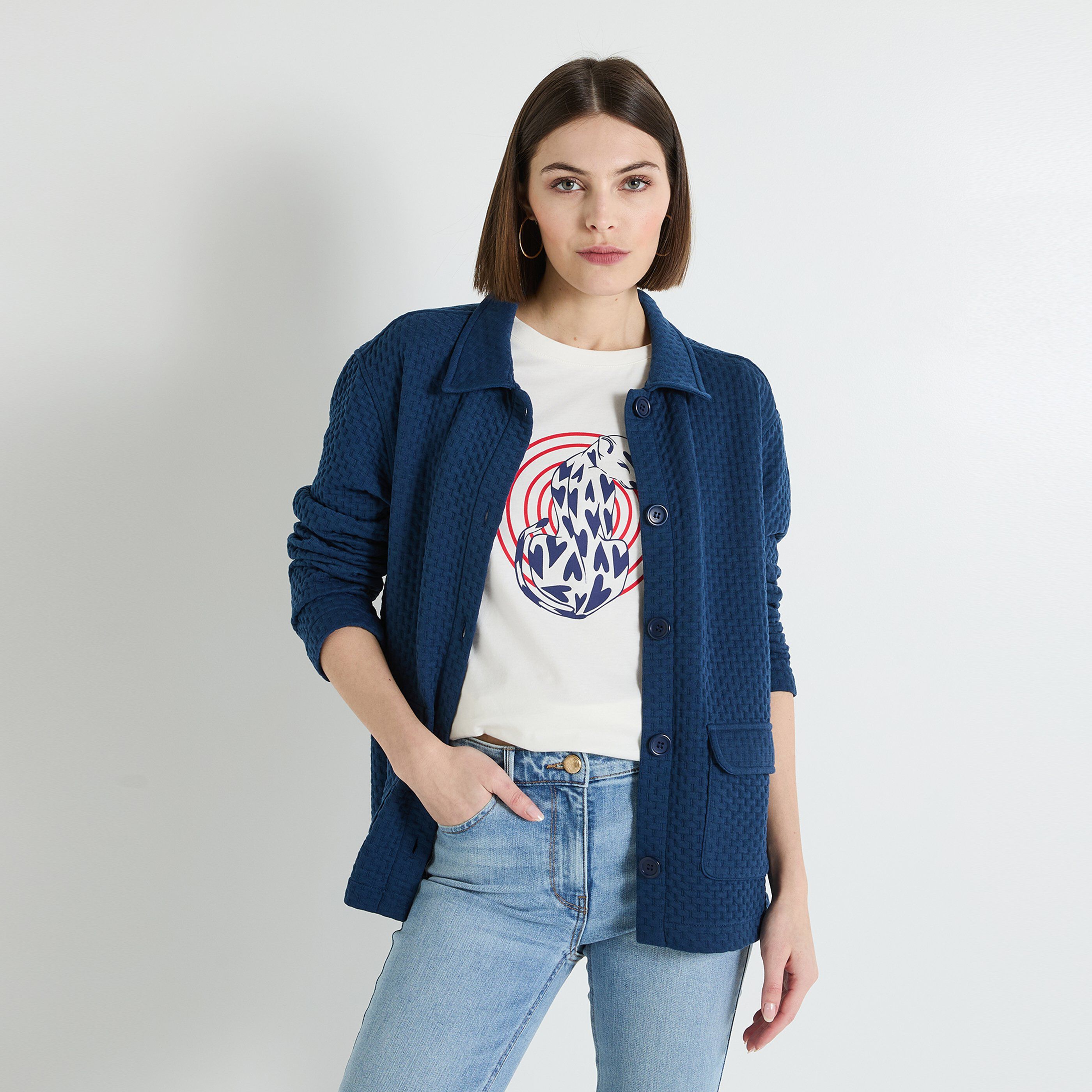 Surchemise matelass&eacute;e en maille femme