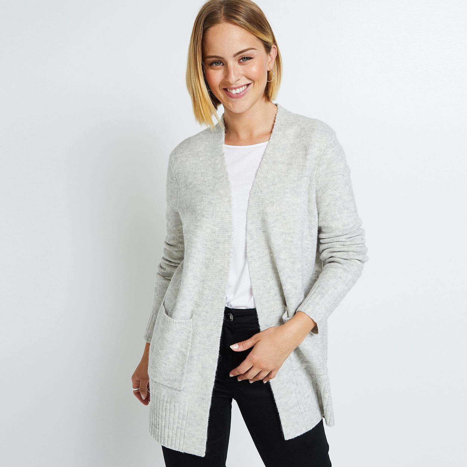 Gilet long femme GRIS