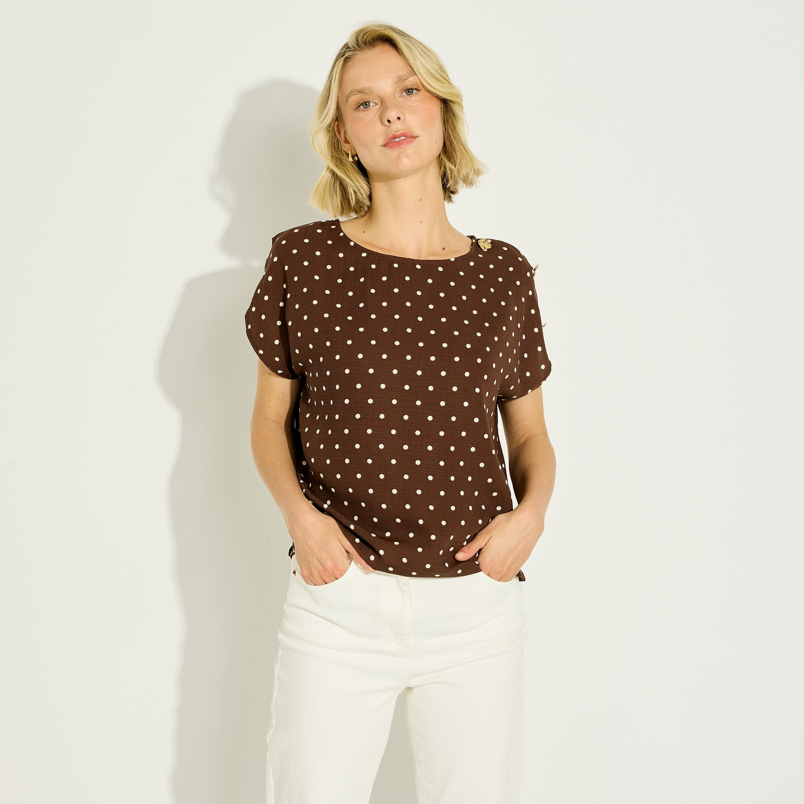 Blouse &agrave; imprim&eacute; pois femme