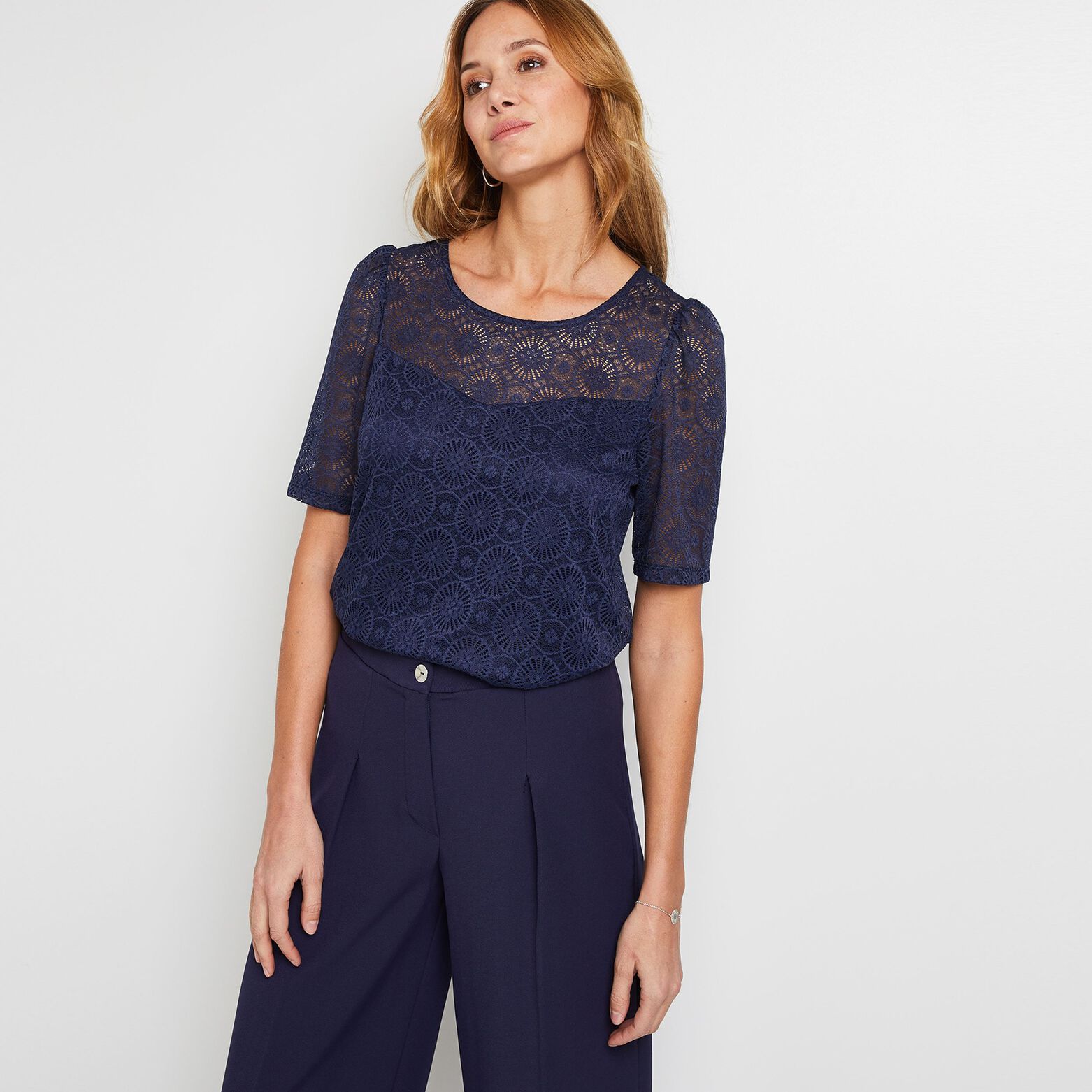 T-shirt manches courtes dentelle