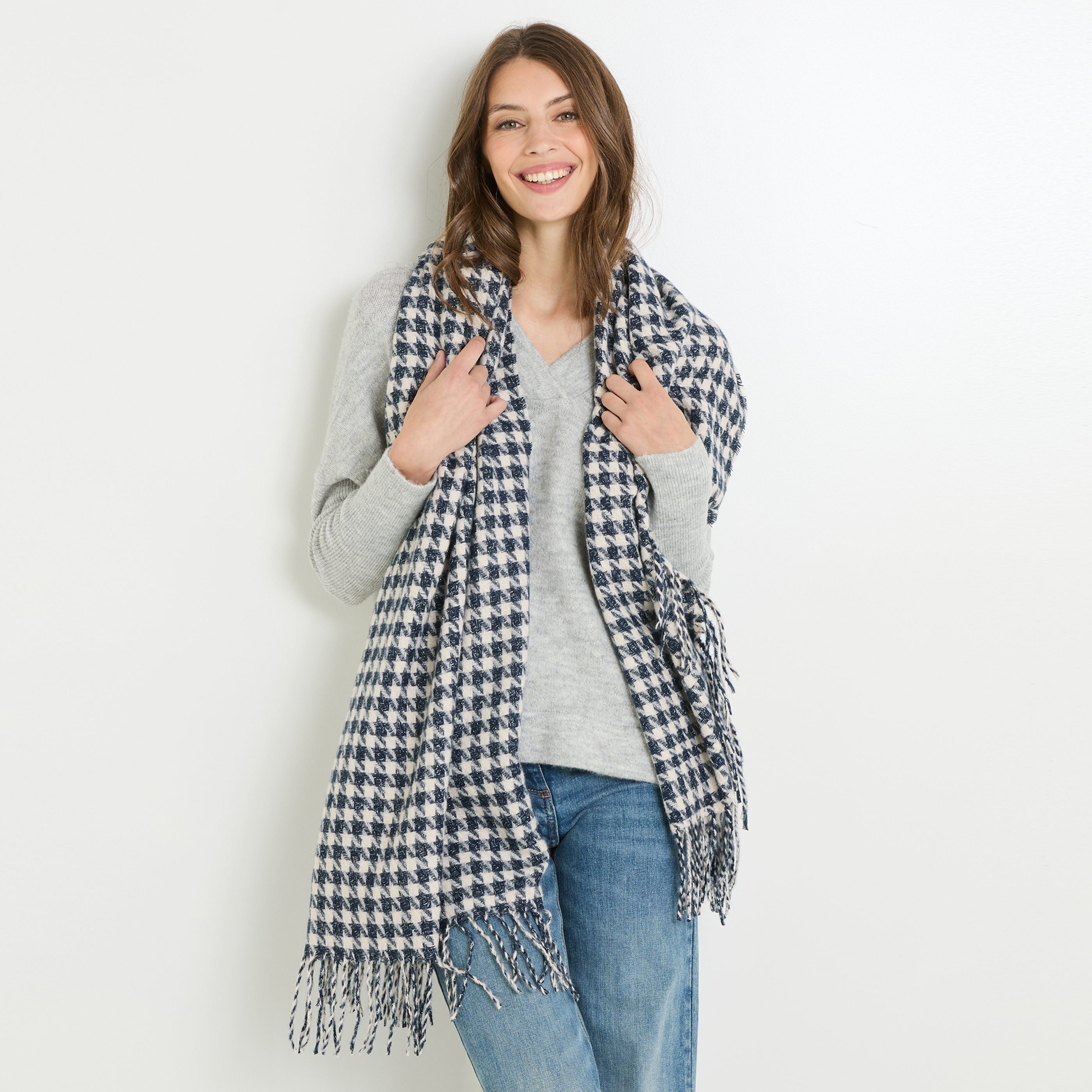 Echarpe pied de coq femme