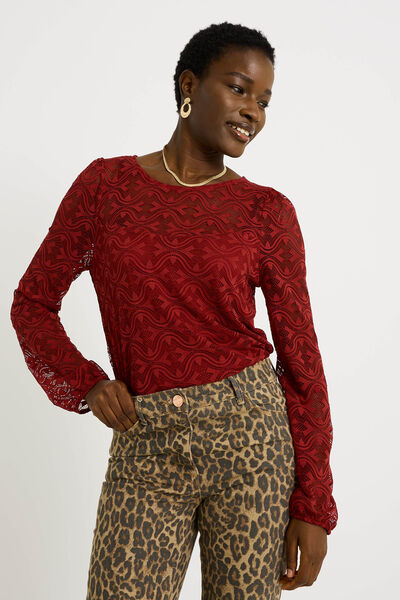 Blouse maille brodée femme