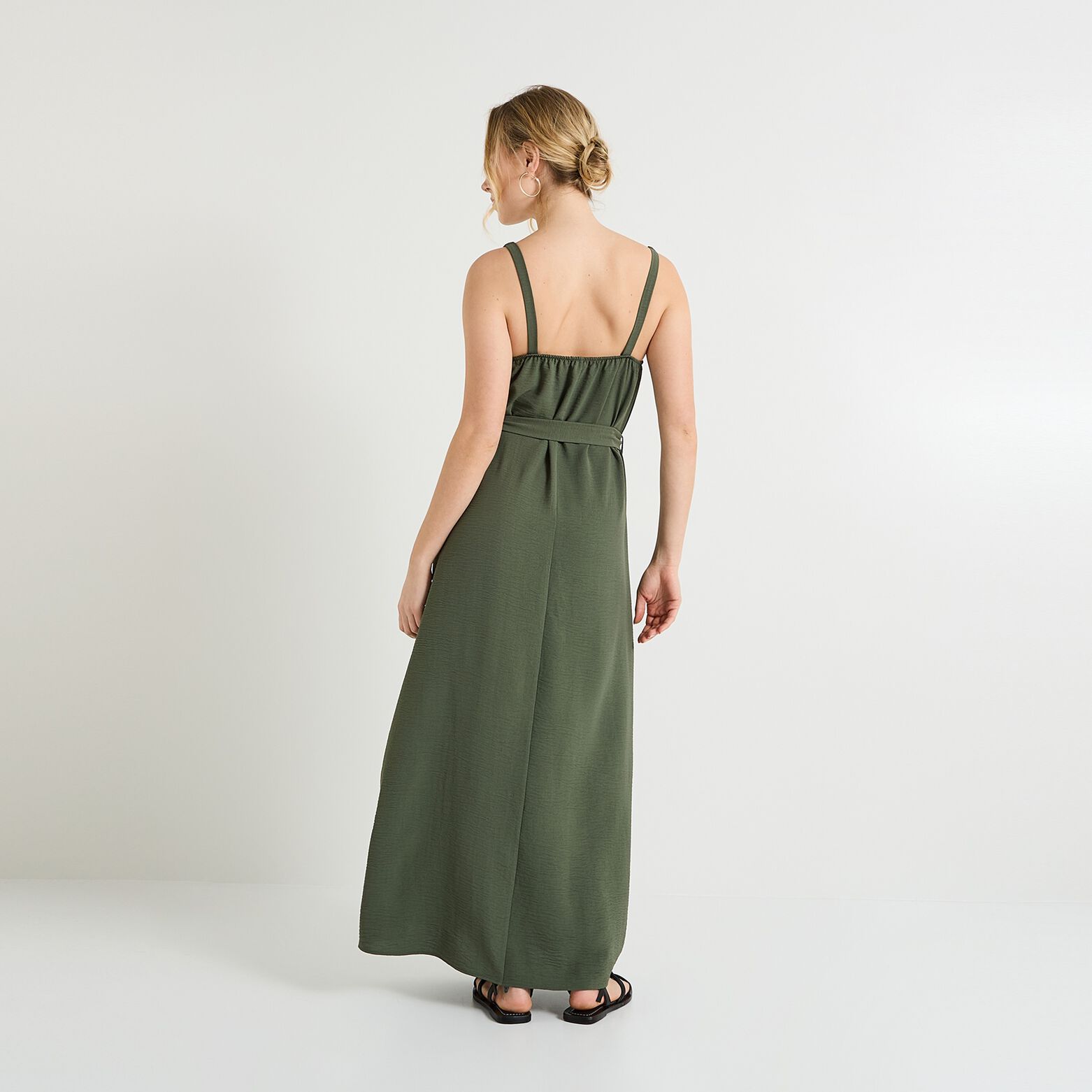 Robe longue col V femme
