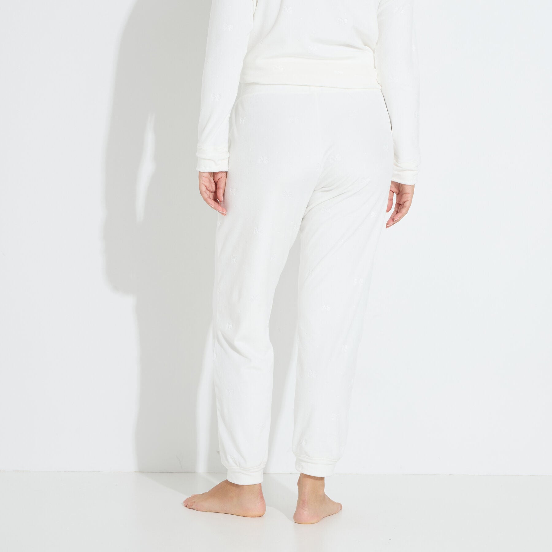 Pantalon pyjama velours noeuds femme