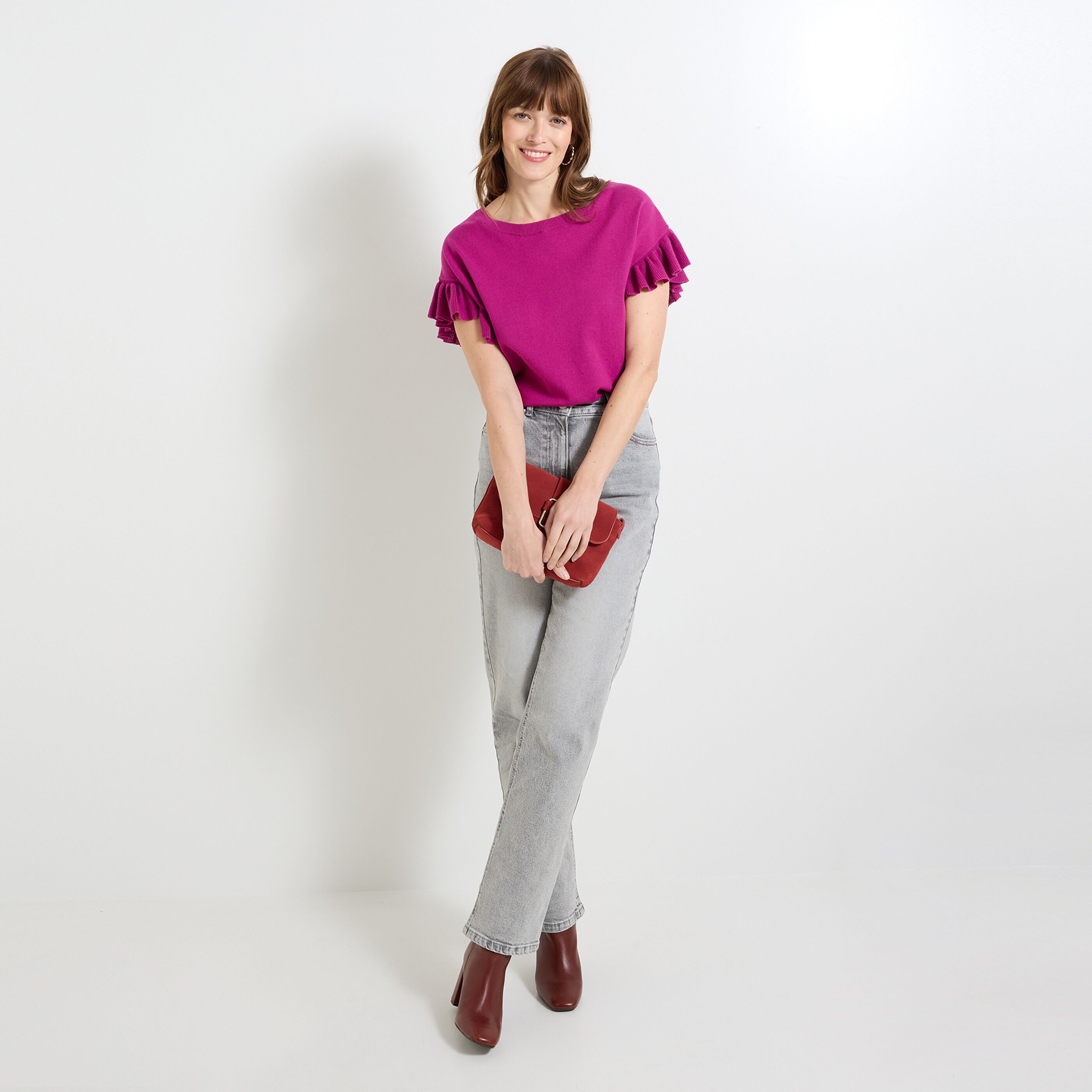 Pull &agrave; volants femme