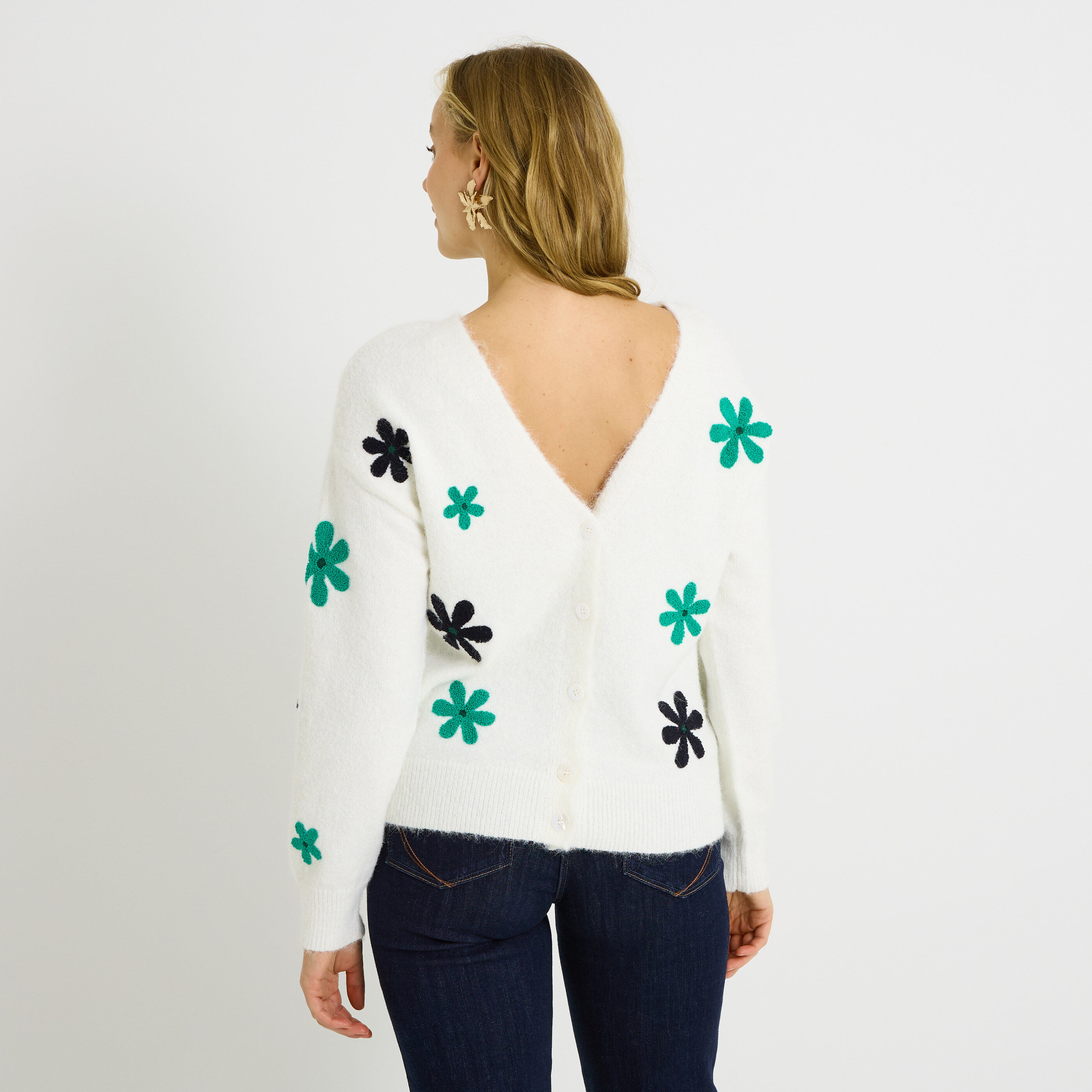 Gilet 2 en 1 fleurs brod&eacute;es femme
