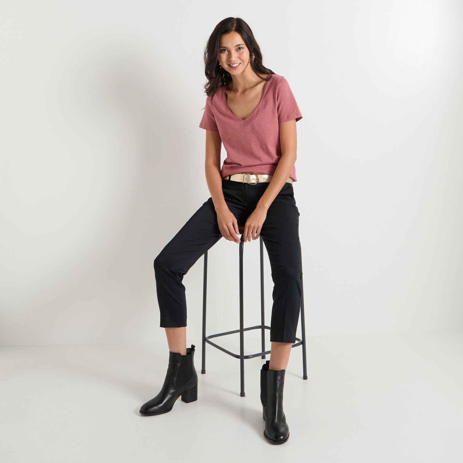 T-shirt col V femme