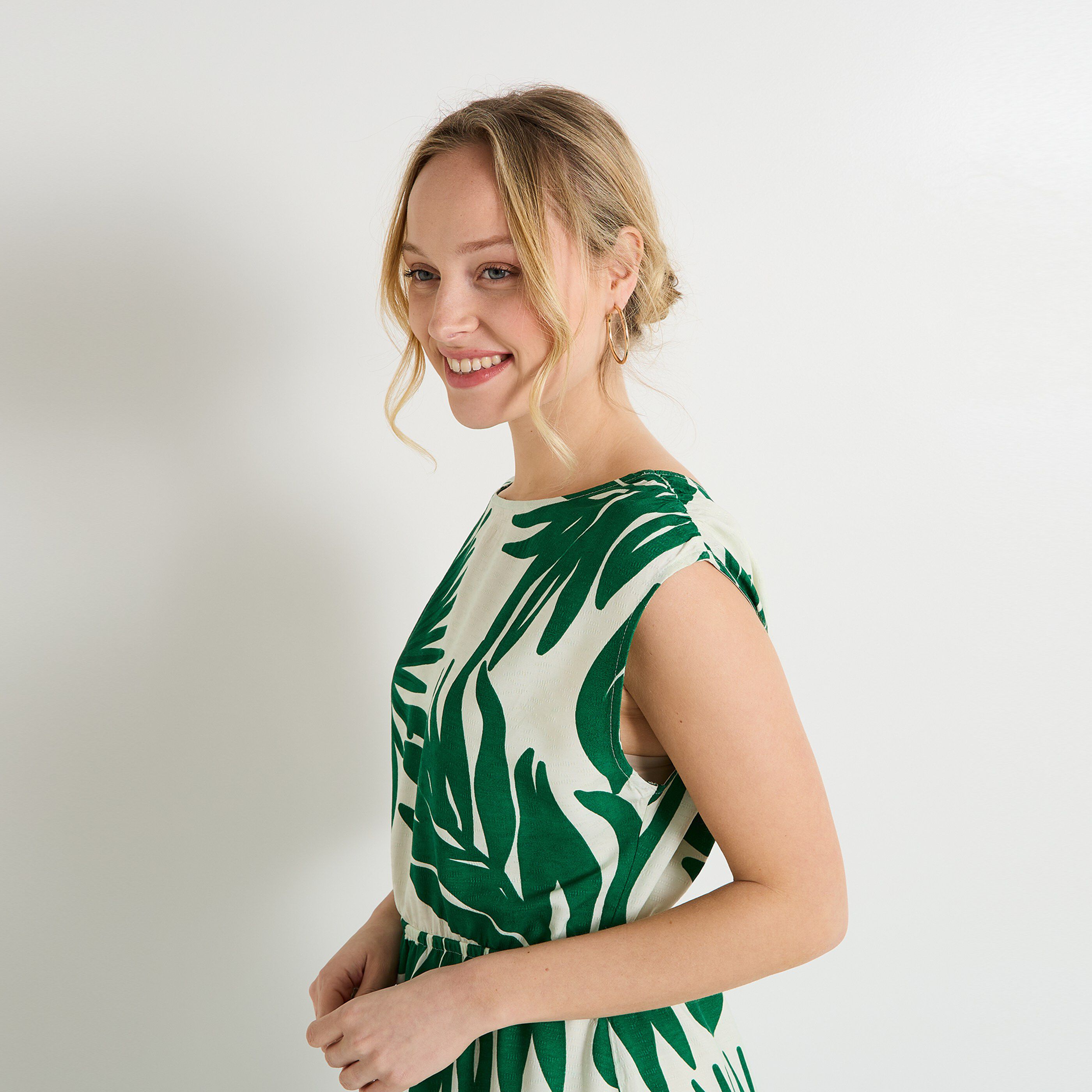 Robe longue imprim&eacute; femme