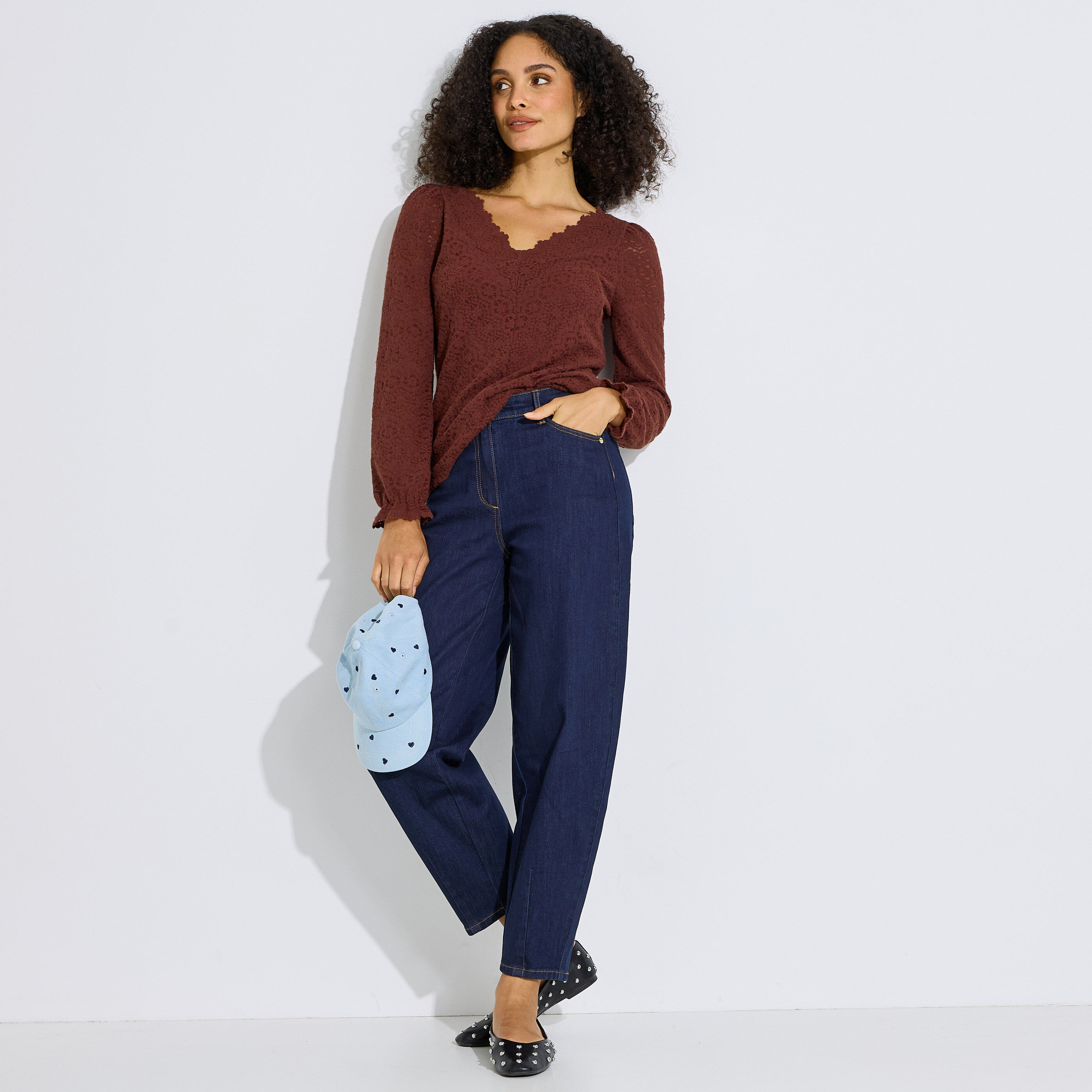 T-shirt ajust&eacute; maille ajour&eacute;e femme