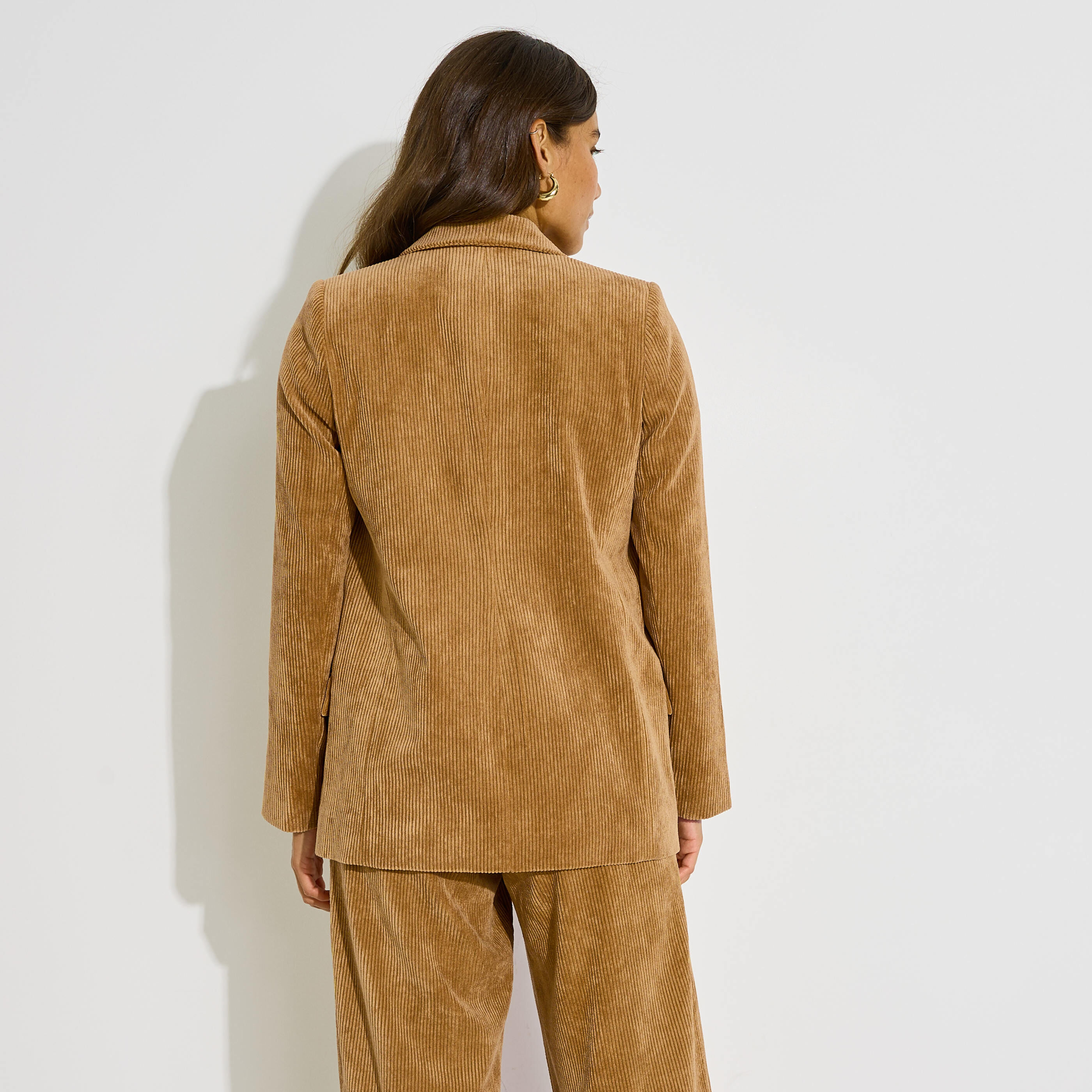 Veste blazer en velours c&ocirc;tel&eacute; femme