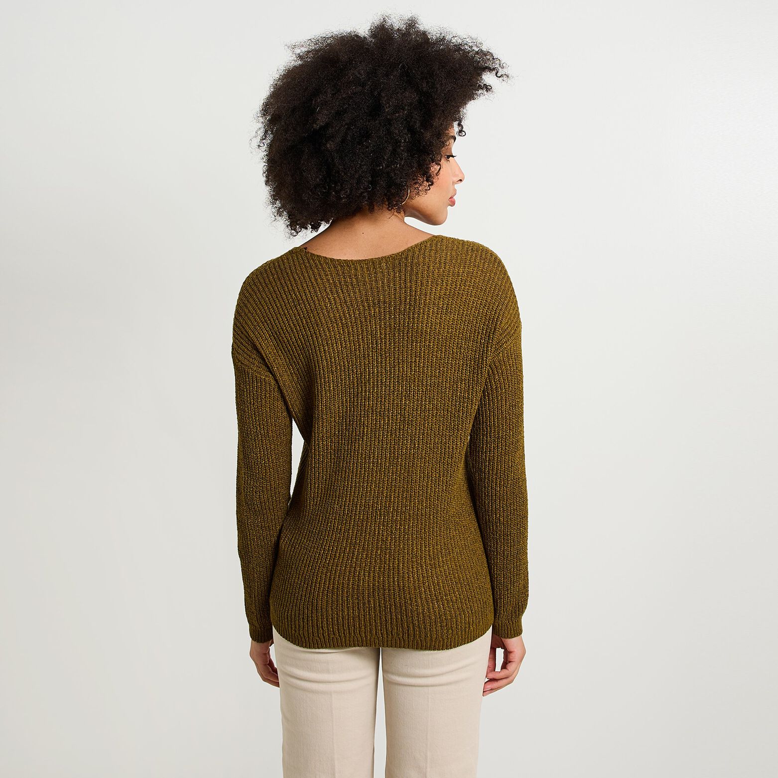 Pull col V femme