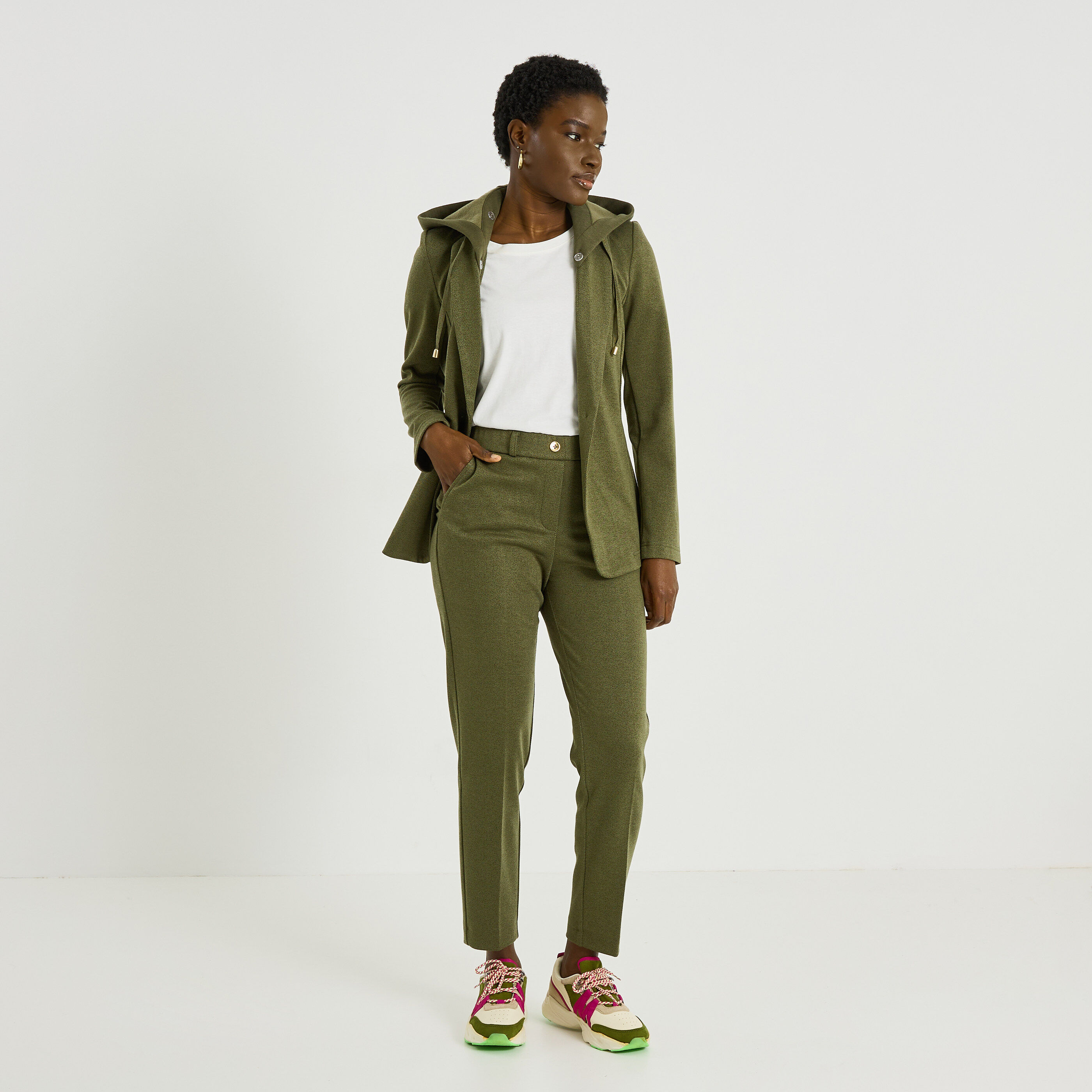 Pantalon en maille jacquard femme